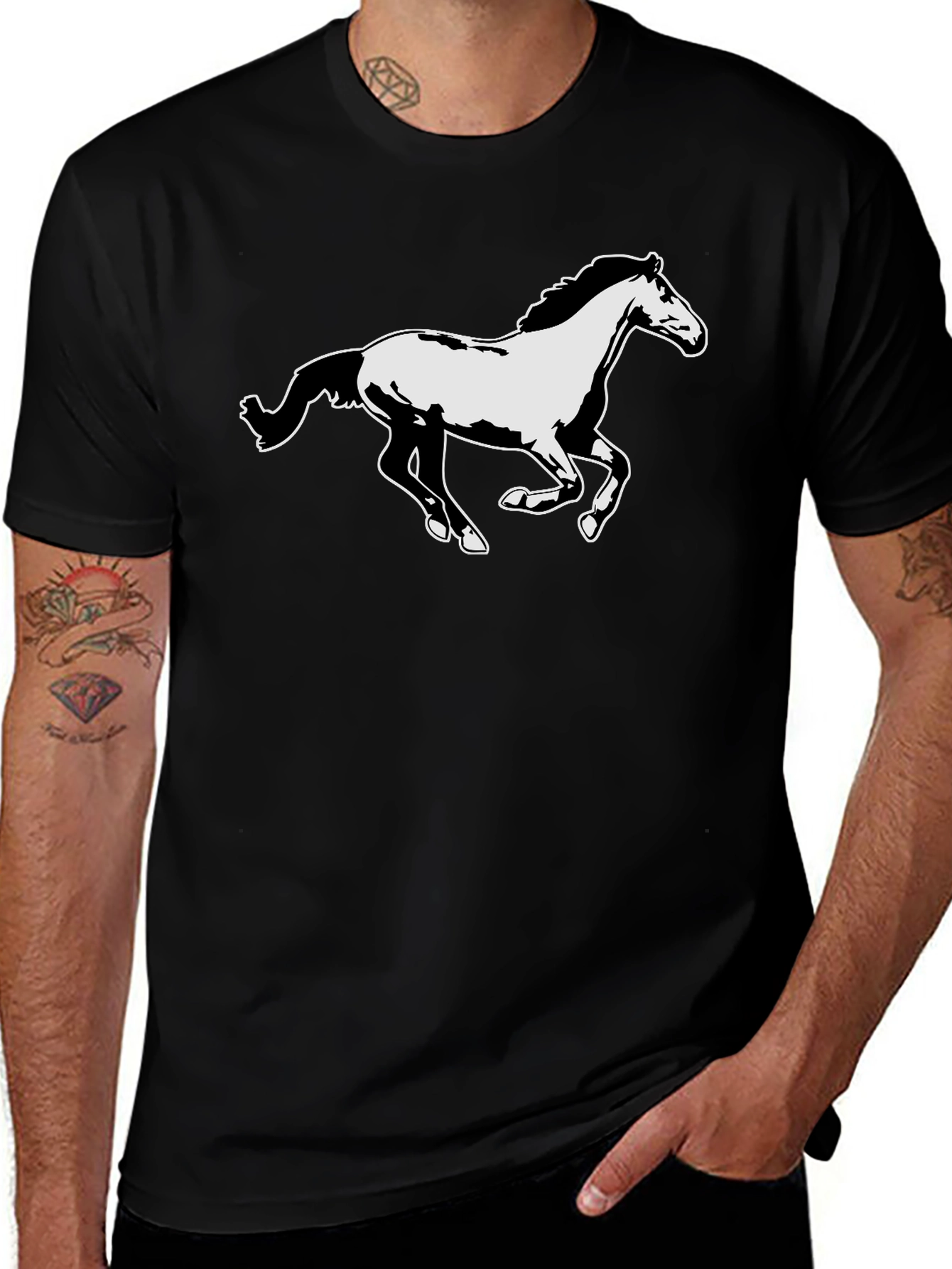 Horse Graphic T-Shirt - Black