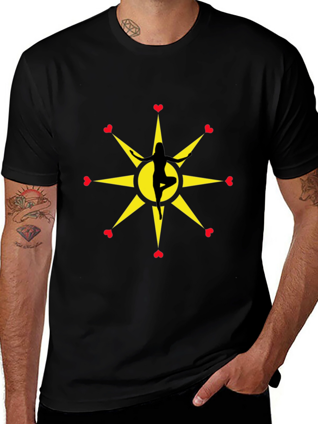 Yoga Love Starburst Black T-Shirt
