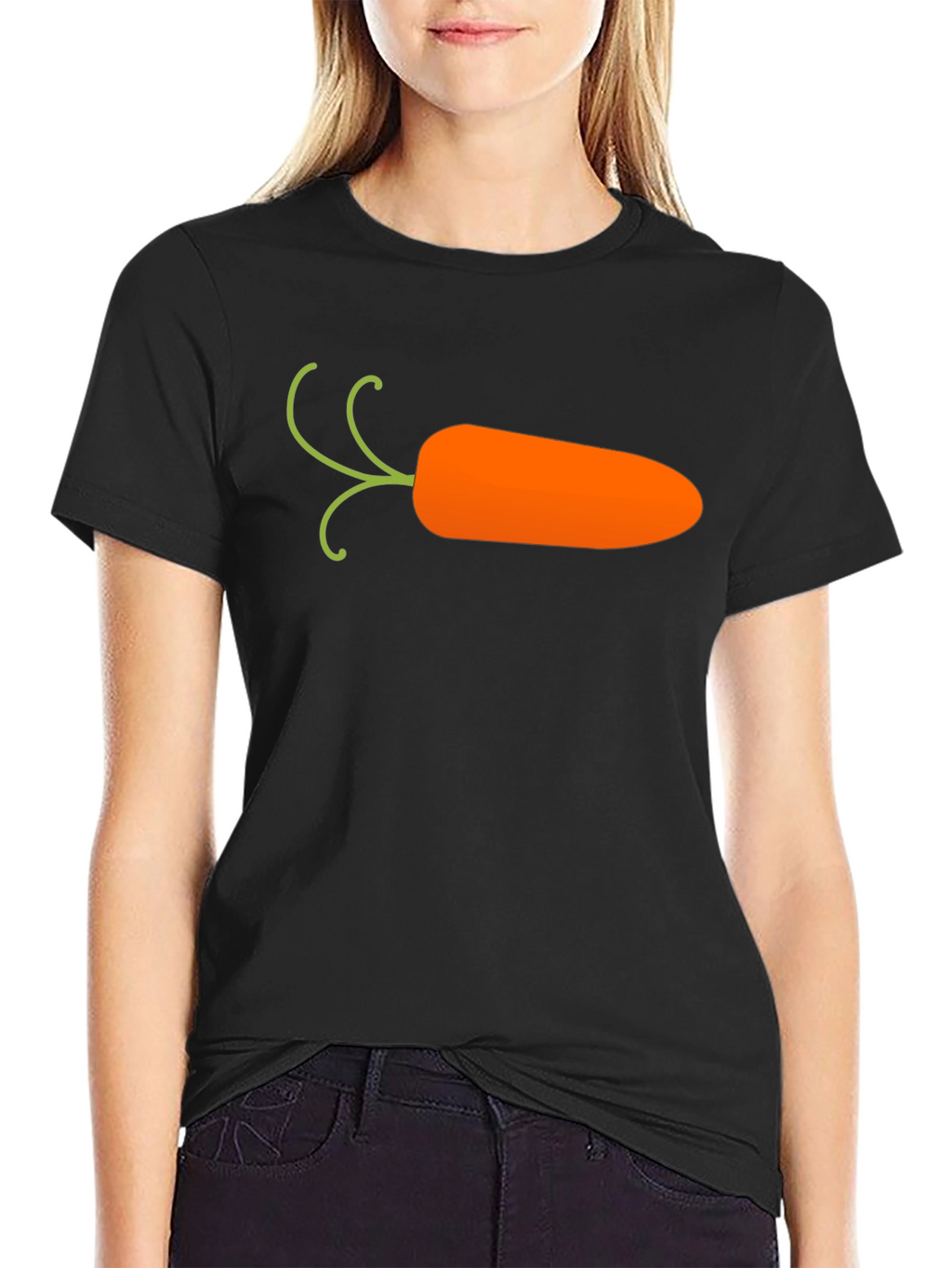 Carrot Graphic T-Shirt - Black Casual Cotton Tee