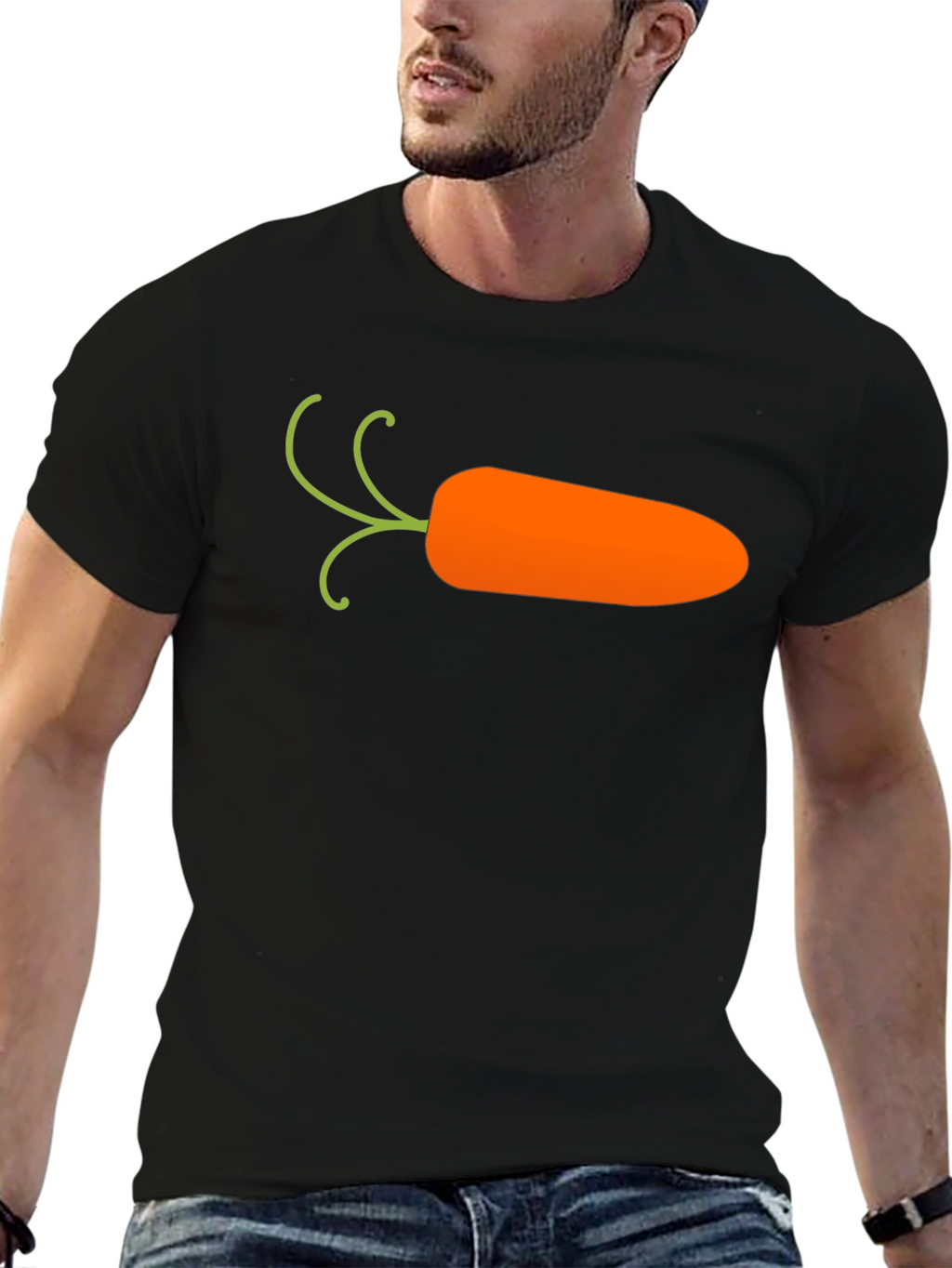 Carrot Graphic T-Shirt - Black Casual Cotton Tee