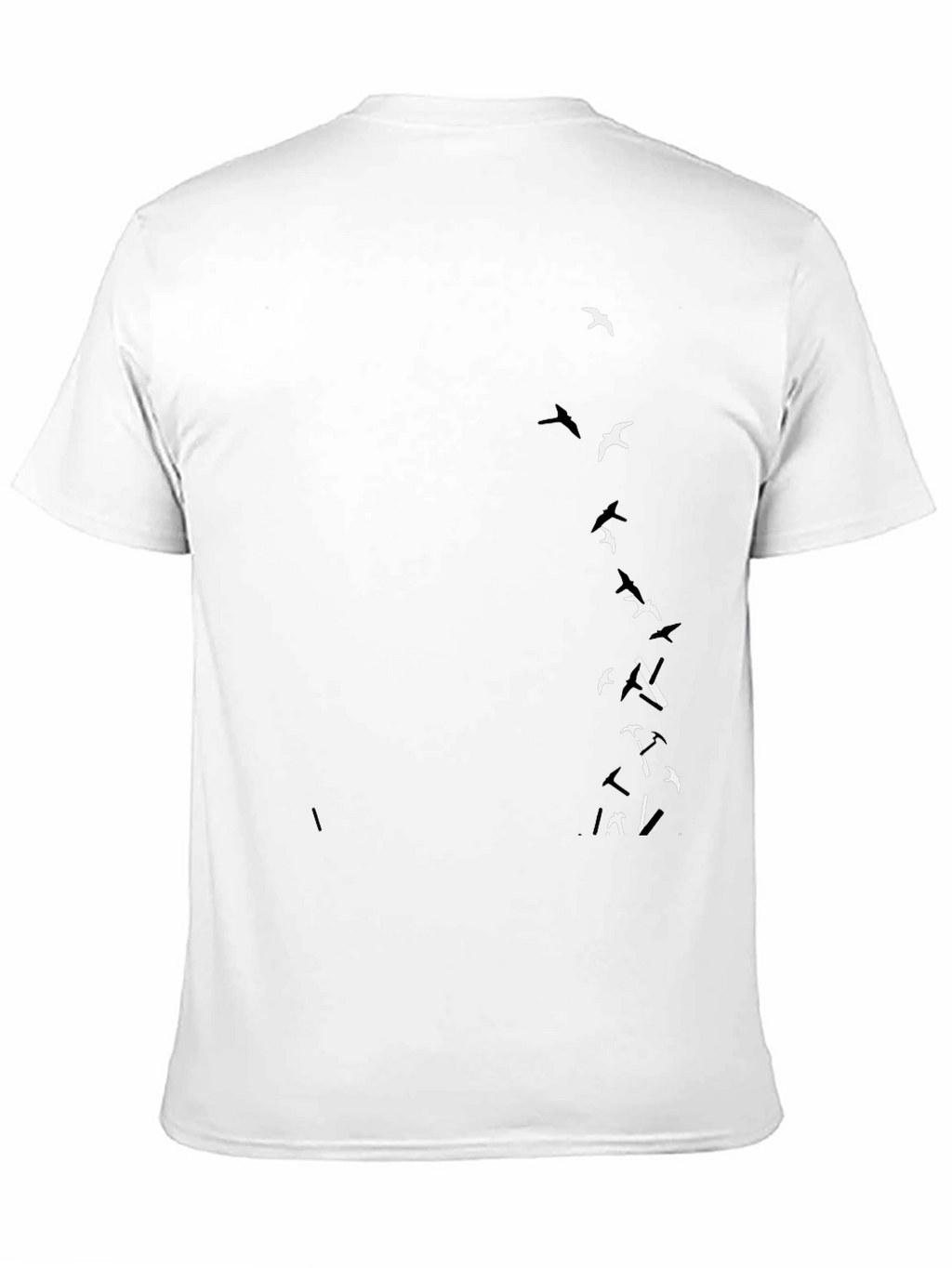 Mens Black T-Shirt with Flying Birds Design