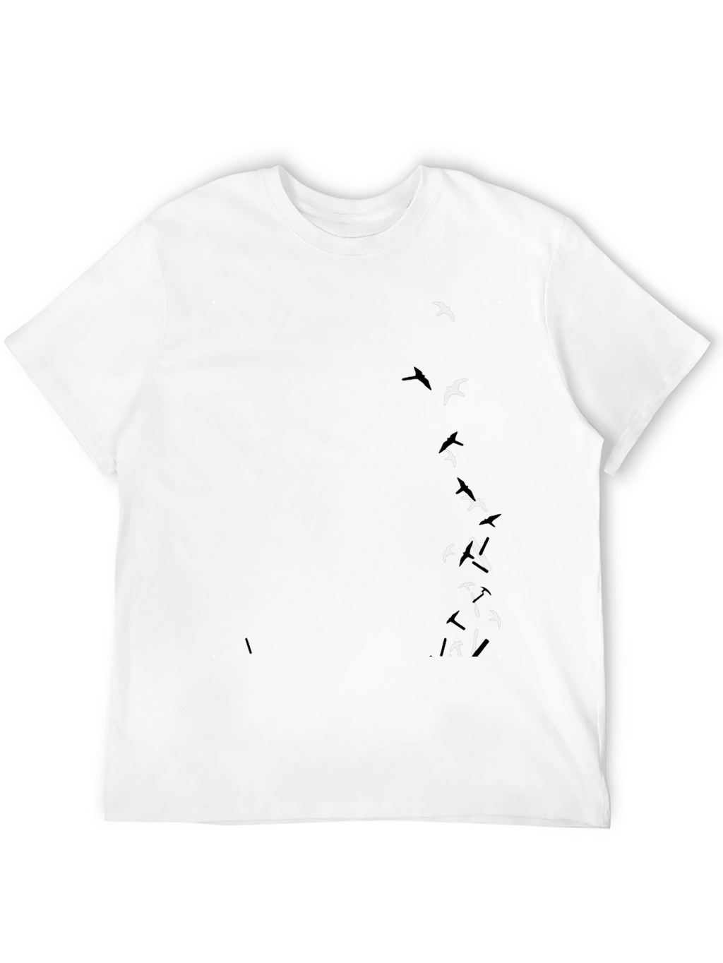 Mens Black T-Shirt with Flying Birds Design