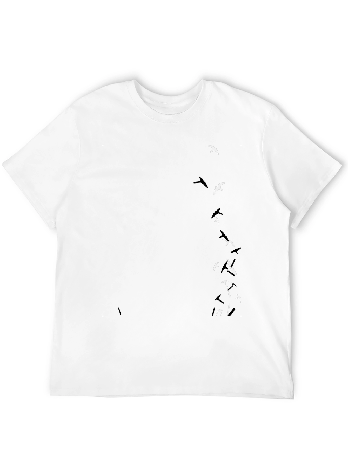 Mens Black T-Shirt with Flying Birds Design