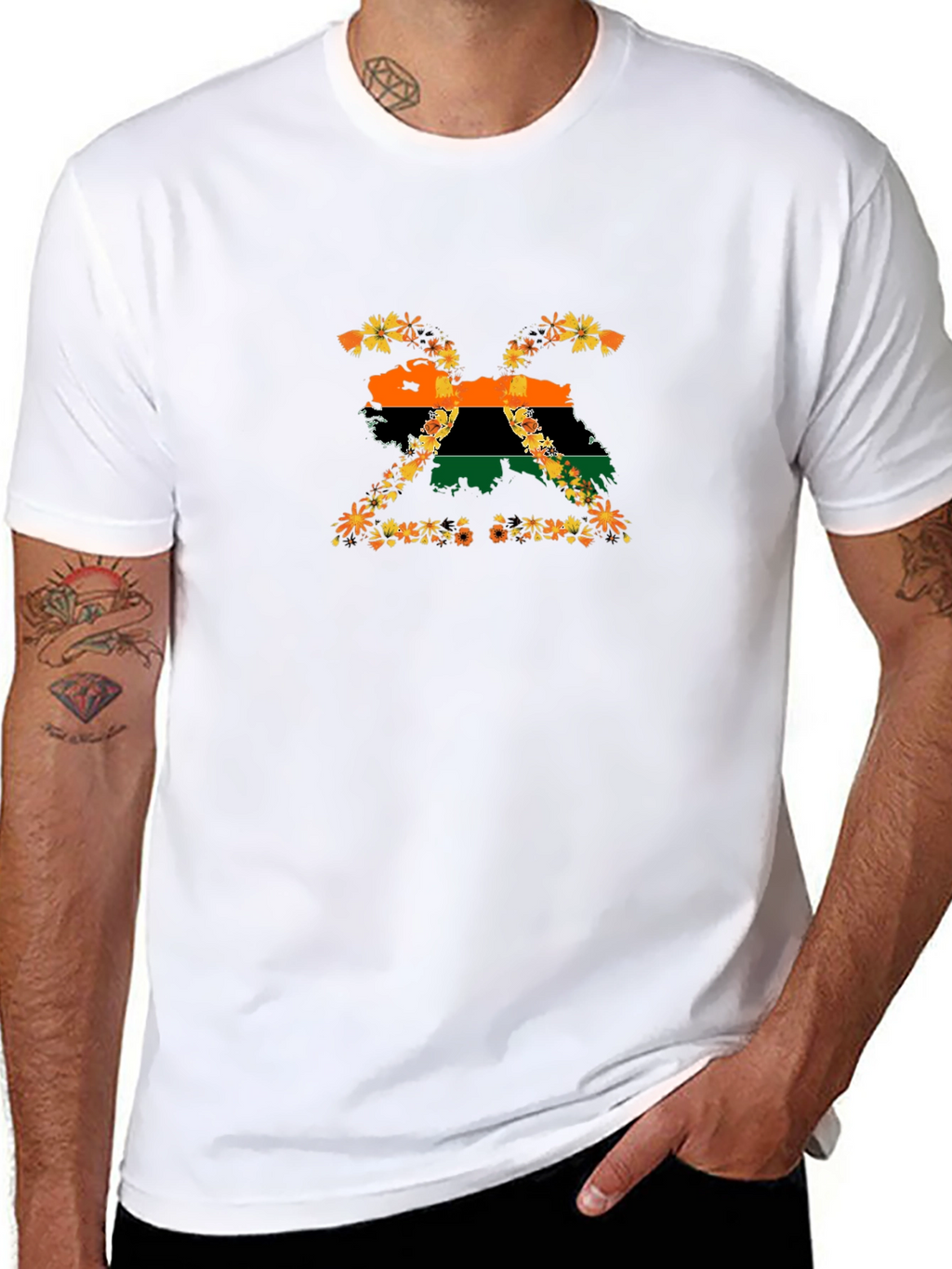 Floral BIAFRA Map T-Shirt