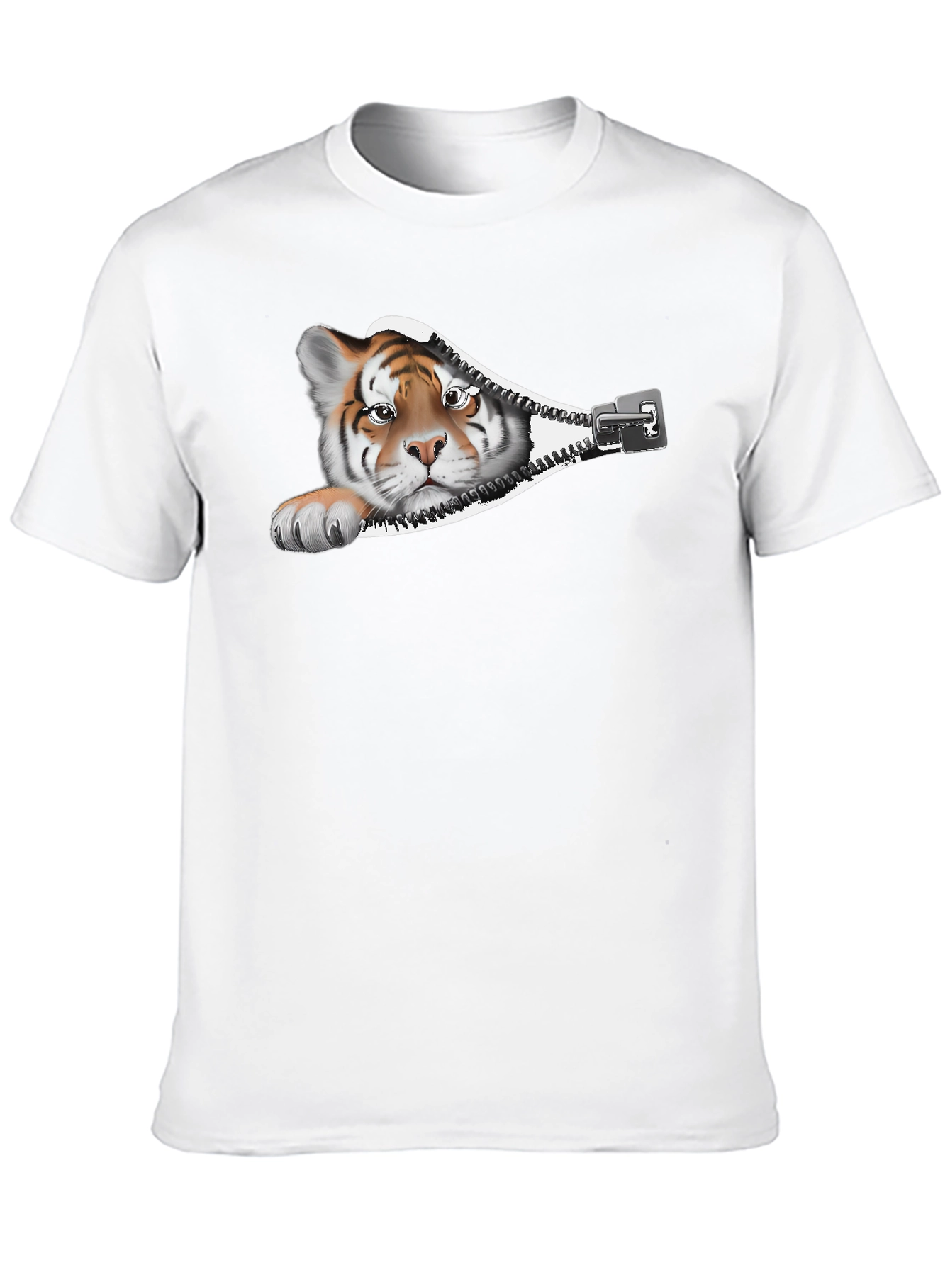 Tiger Zipper Graphic Print T-Shirt