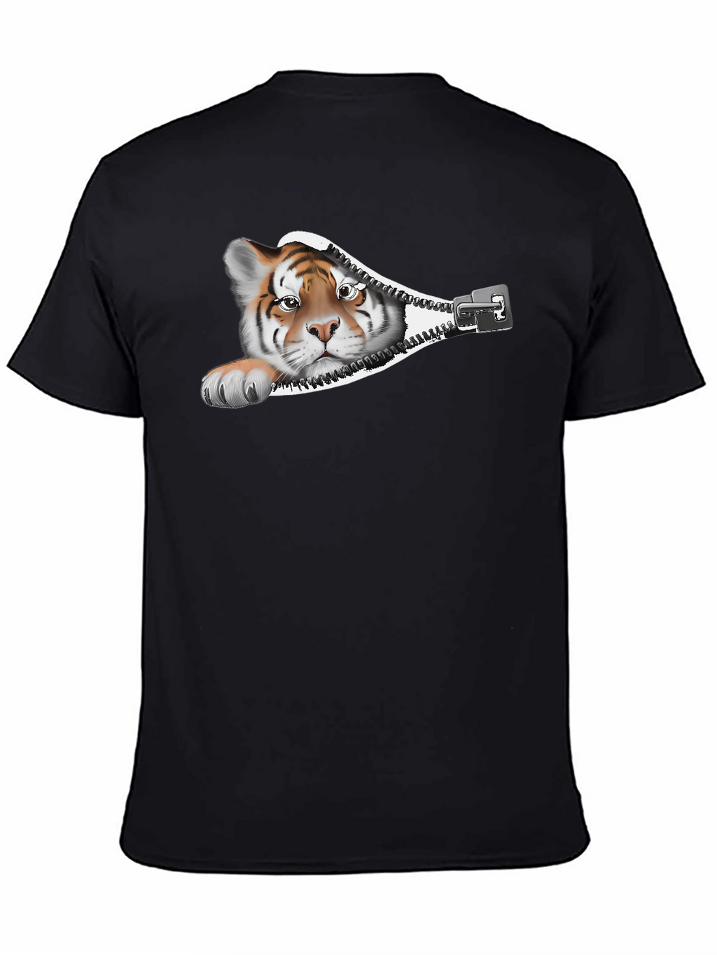 Tiger Zipper Graphic Print T-Shirt