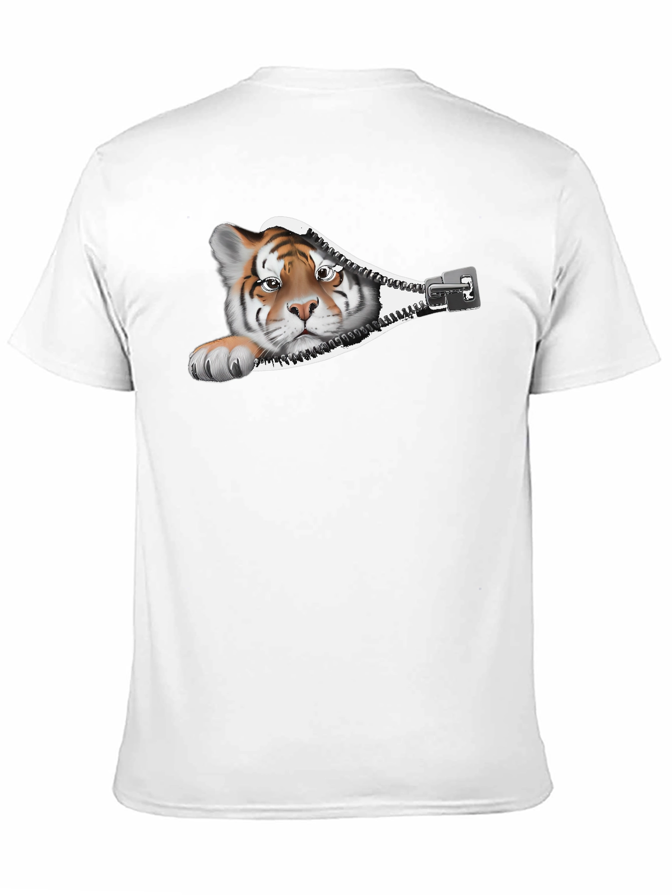 Tiger Zipper Graphic Print T-Shirt