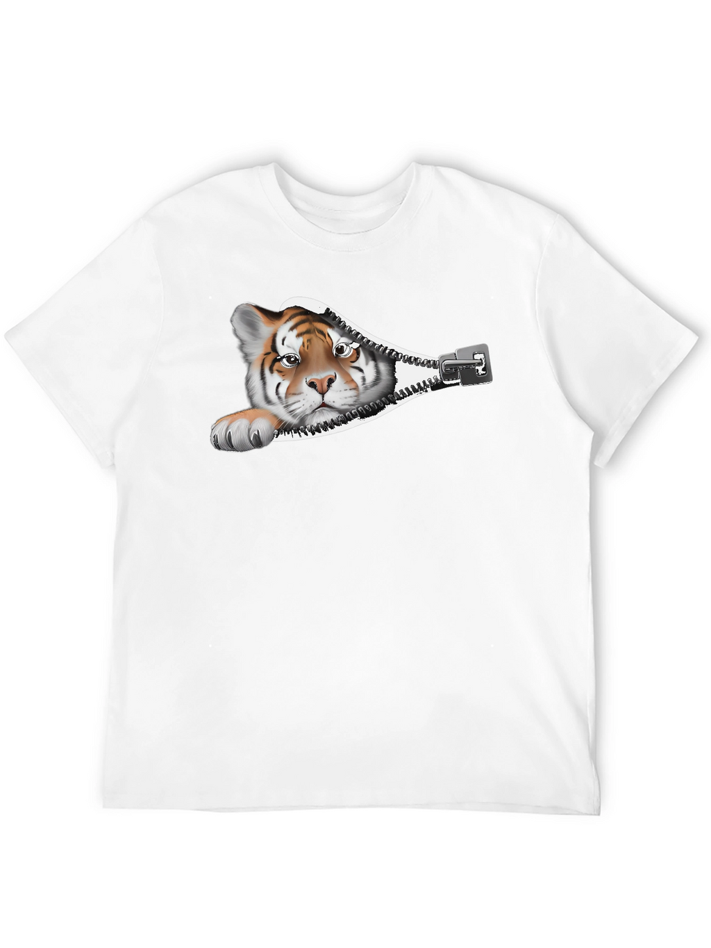 Tiger Zipper Graphic Print T-Shirt