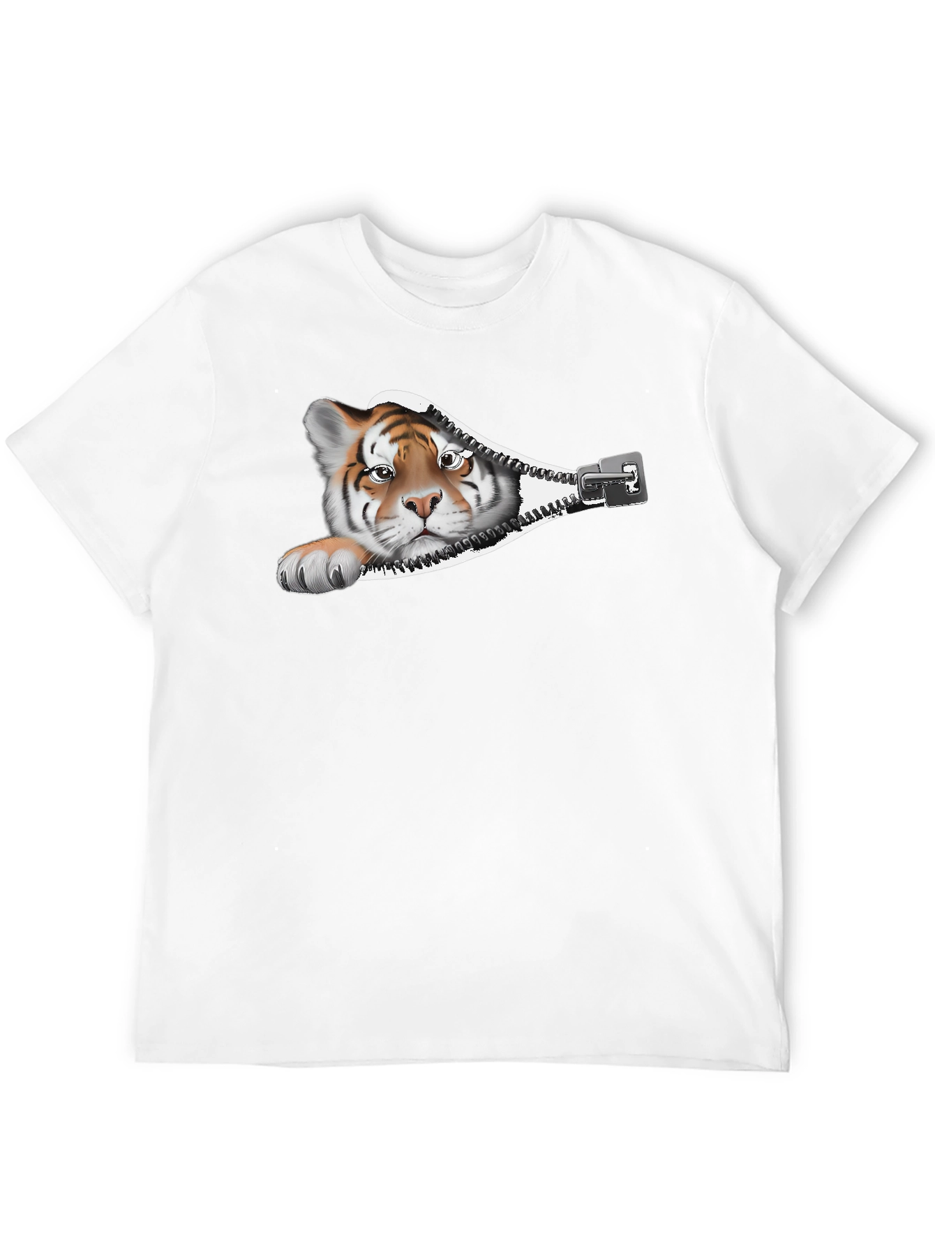 Tiger Zipper Graphic Print T-Shirt
