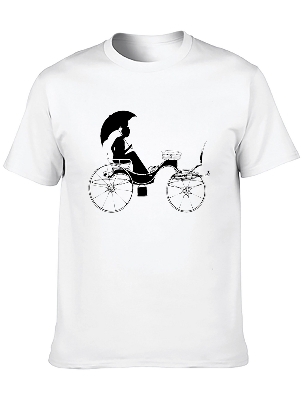 Stylish Black T-Shirt with Carriage Print