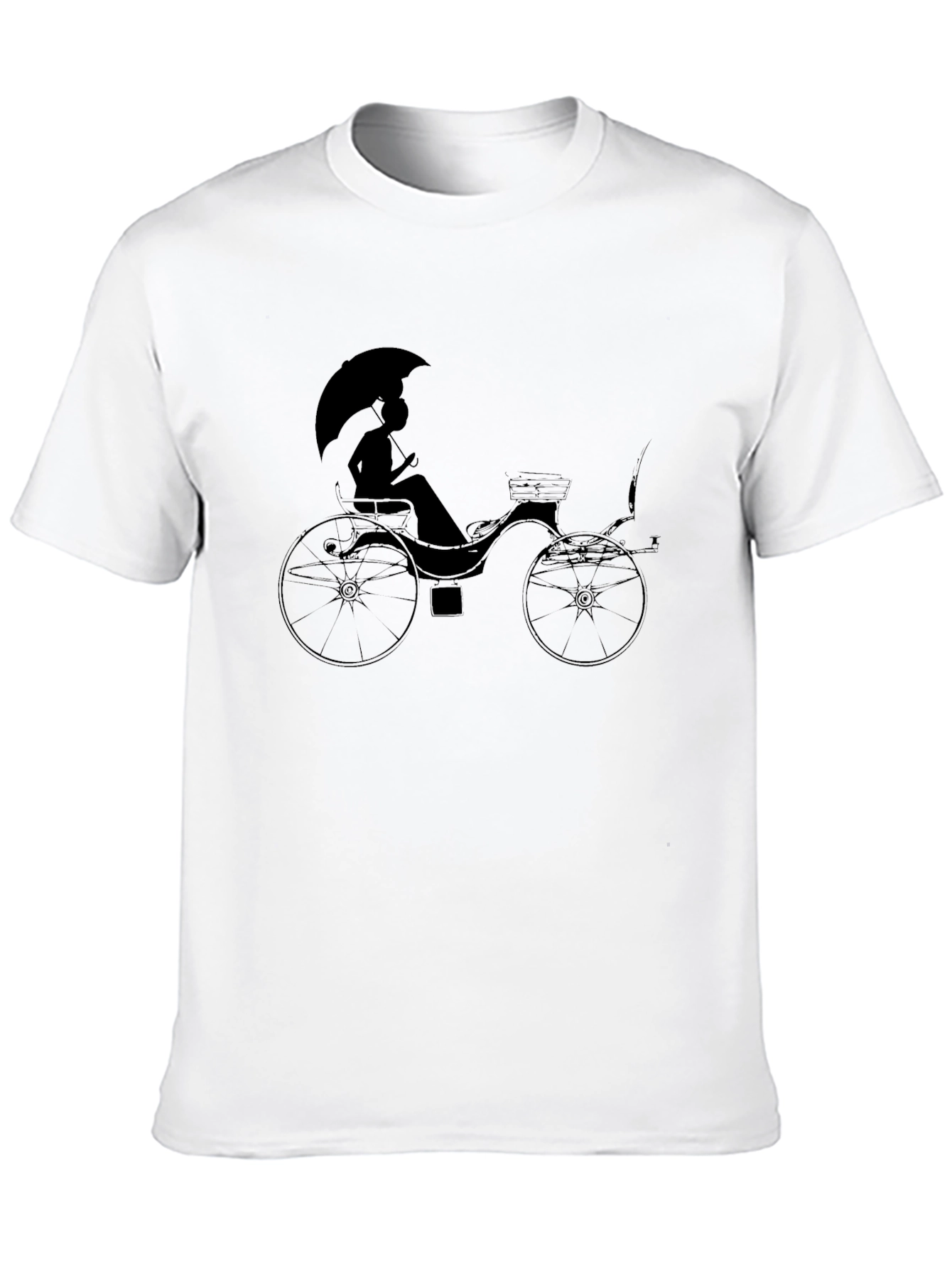 Stylish Black T-Shirt with Carriage Print