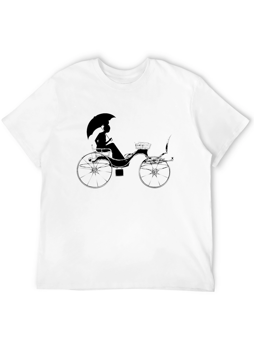Stylish Black T-Shirt with Carriage Print