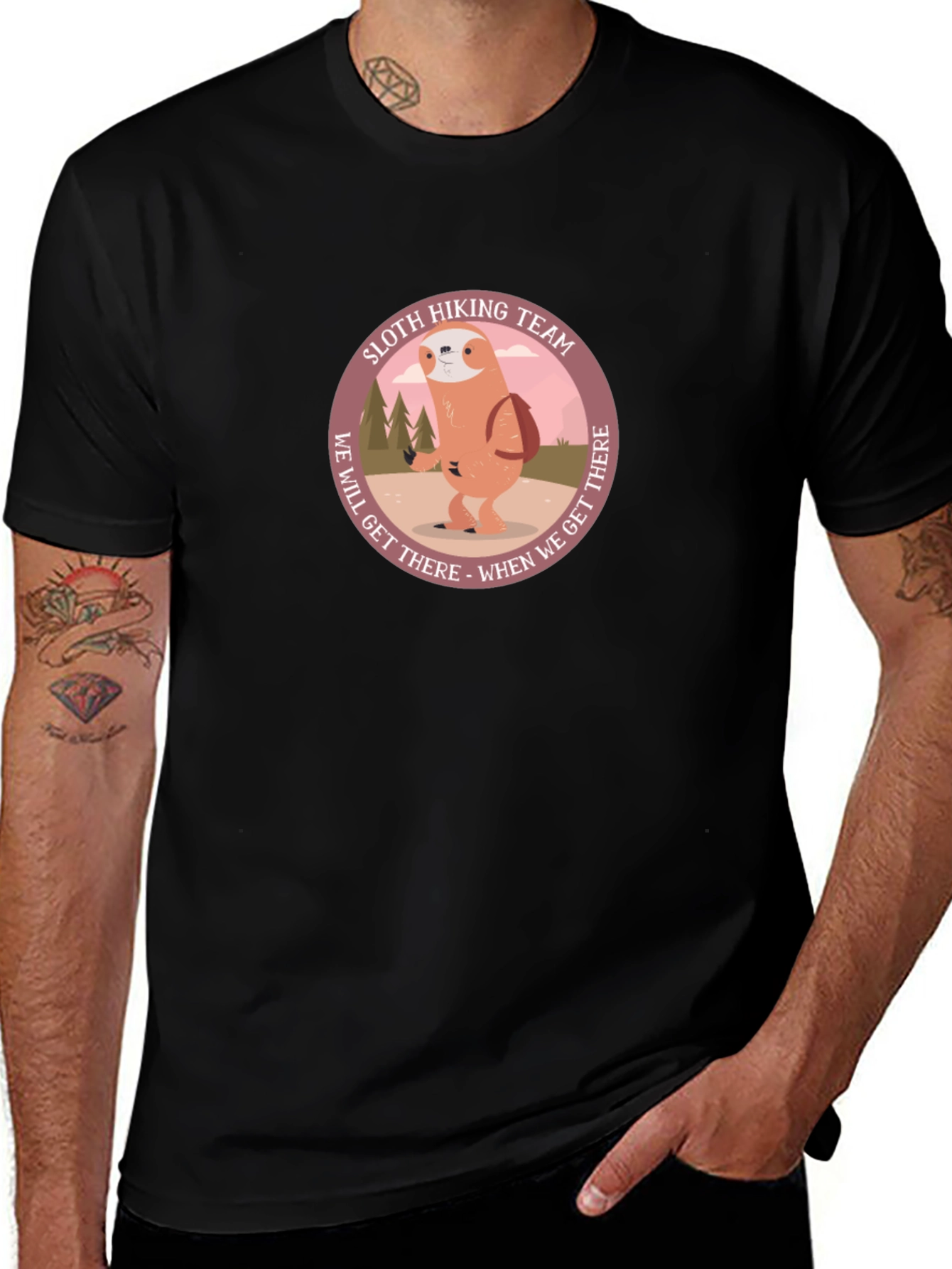 Sloth Hiking Team Black Graphic Tee