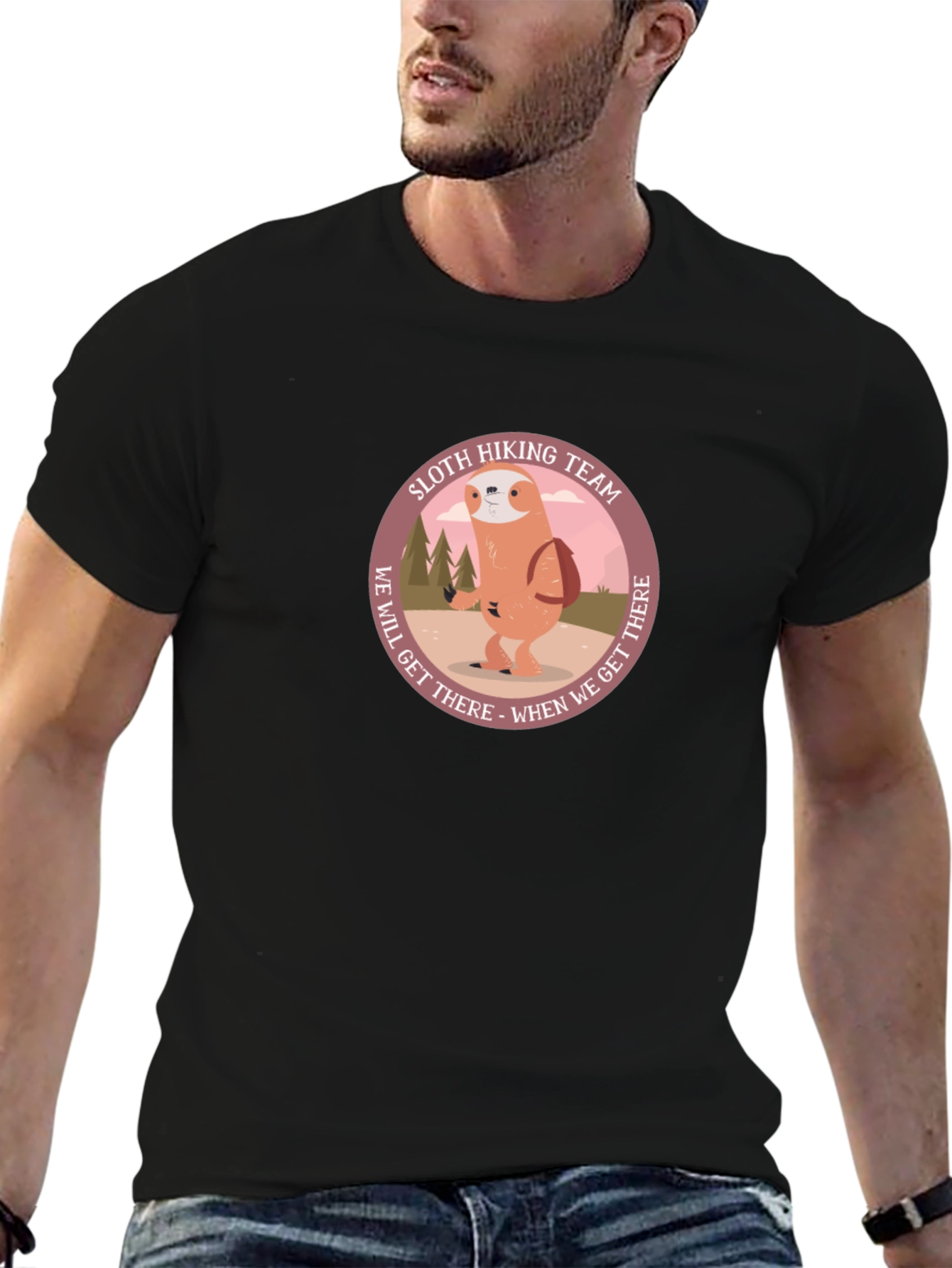 Sloth Hiking Team Black Graphic Tee