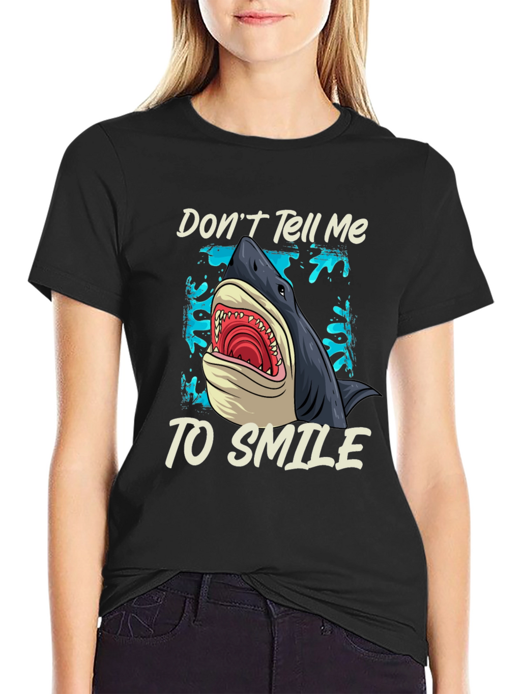 Shark Graphic T-Shirt - Dont Tell Me To Smile