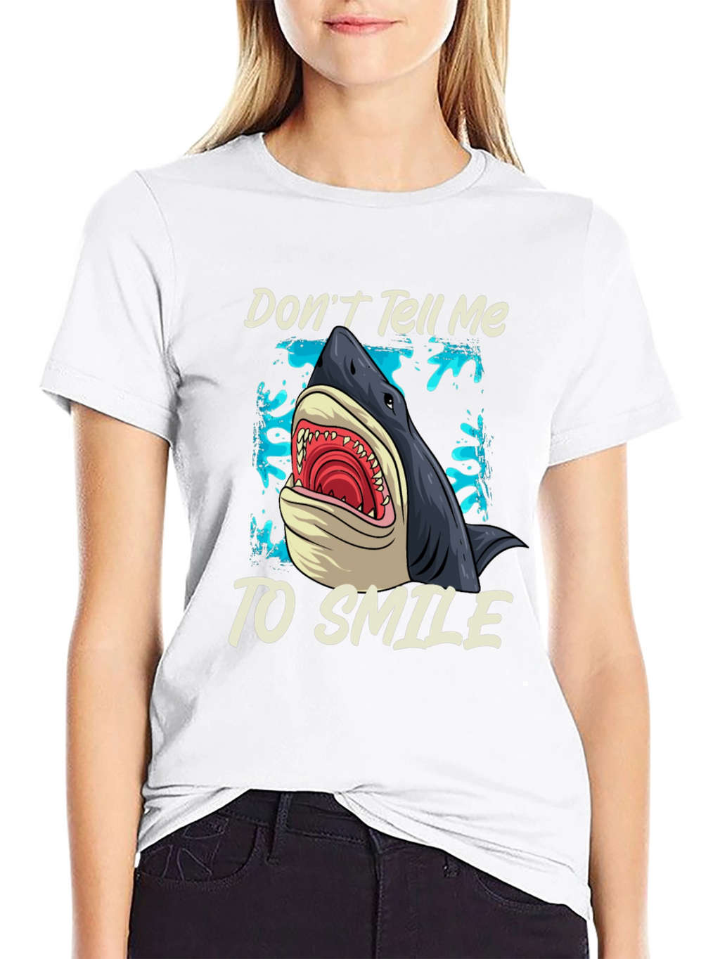 Shark Graphic T-Shirt - Dont Tell Me To Smile