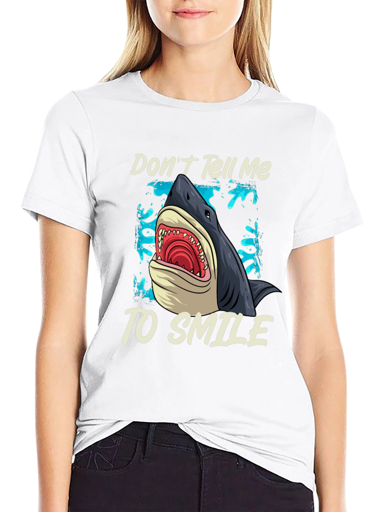 Shark Graphic T-Shirt - Dont Tell Me To Smile