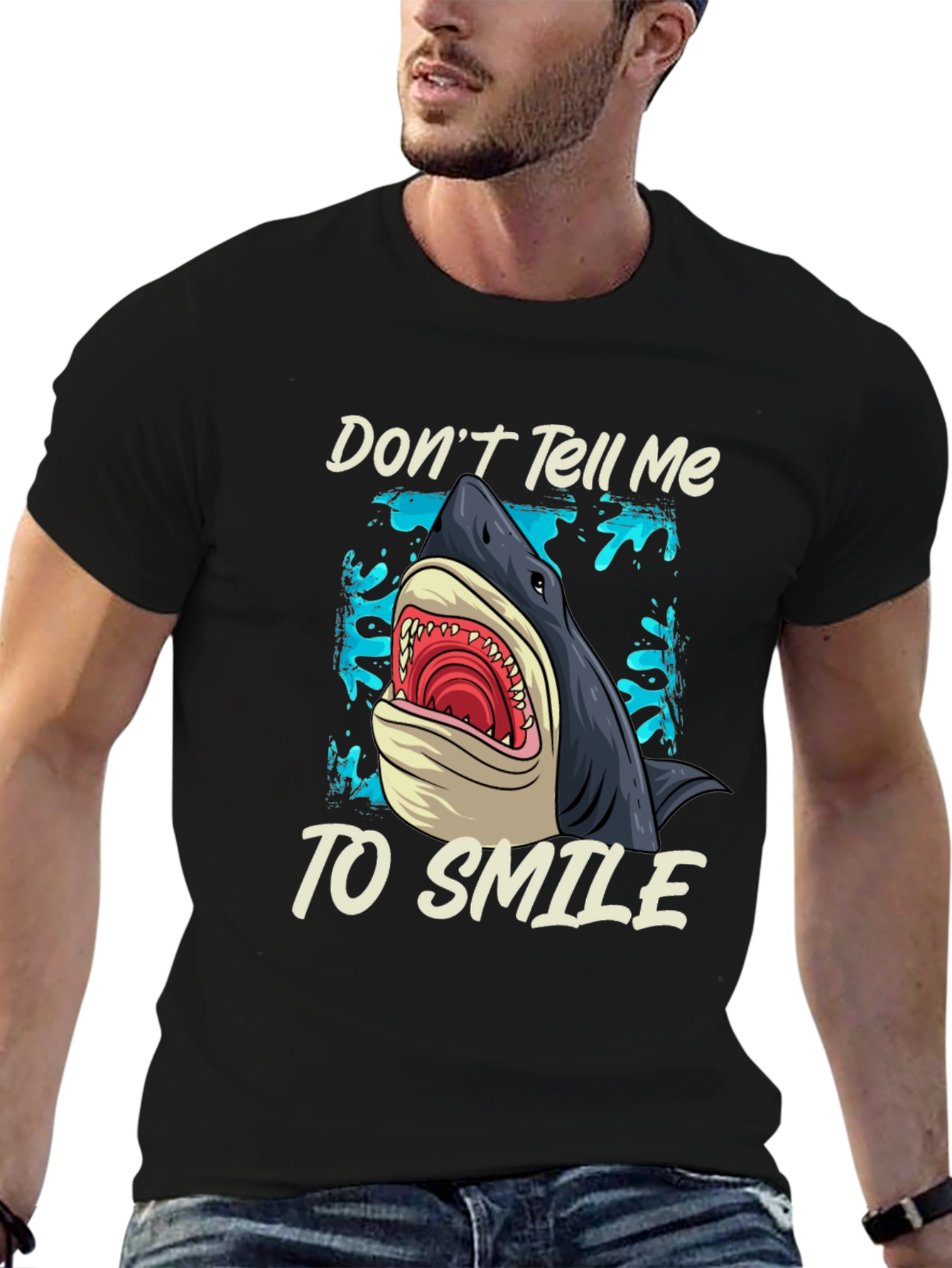 Shark Graphic T-Shirt - Dont Tell Me To Smile
