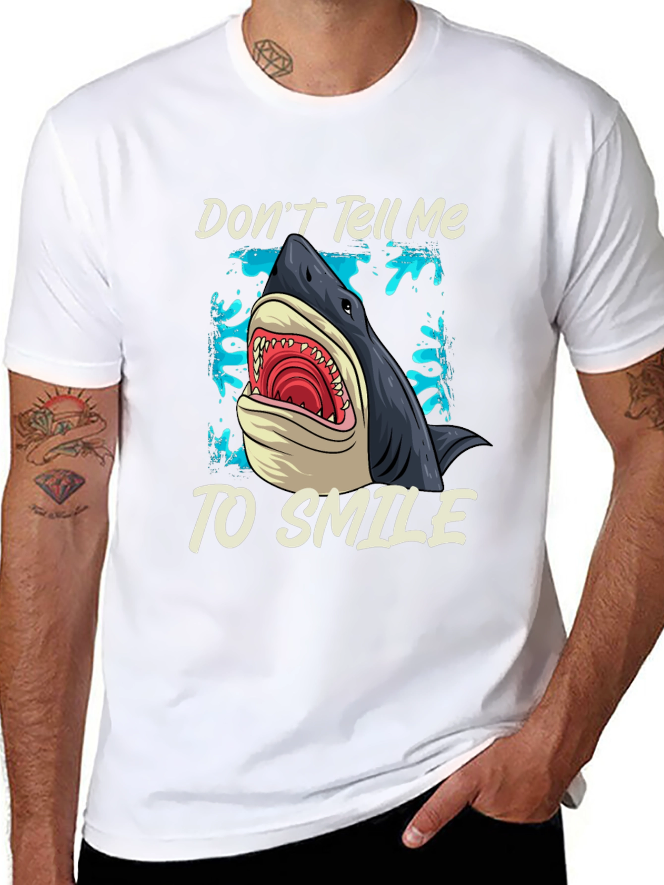 Shark Graphic T-Shirt - Dont Tell Me To Smile