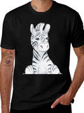 Zebra Graphic Print Black T-Shirt
