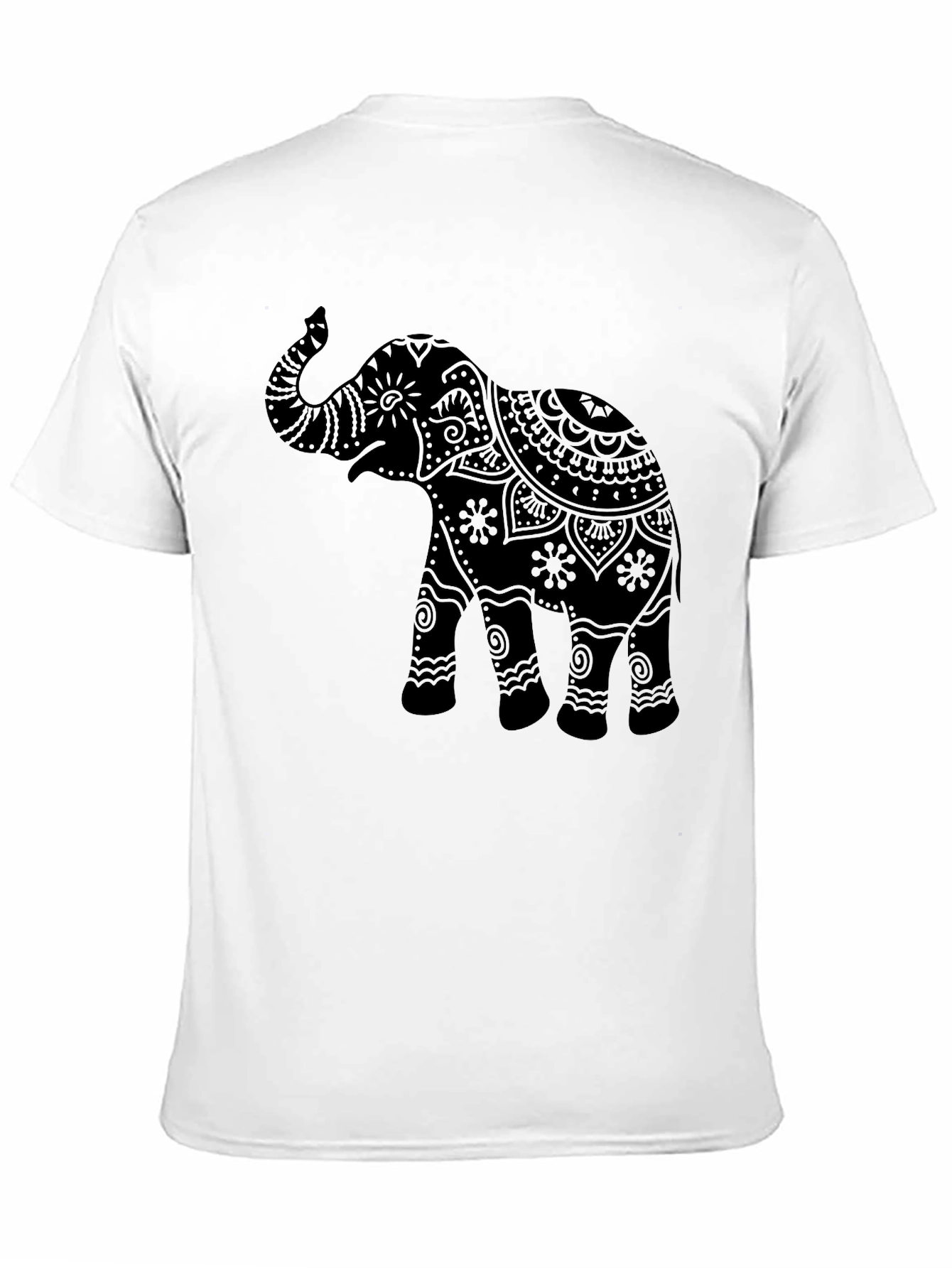 Elephant Mandala Graphic Tee - Black Crew Neck T-Shirt