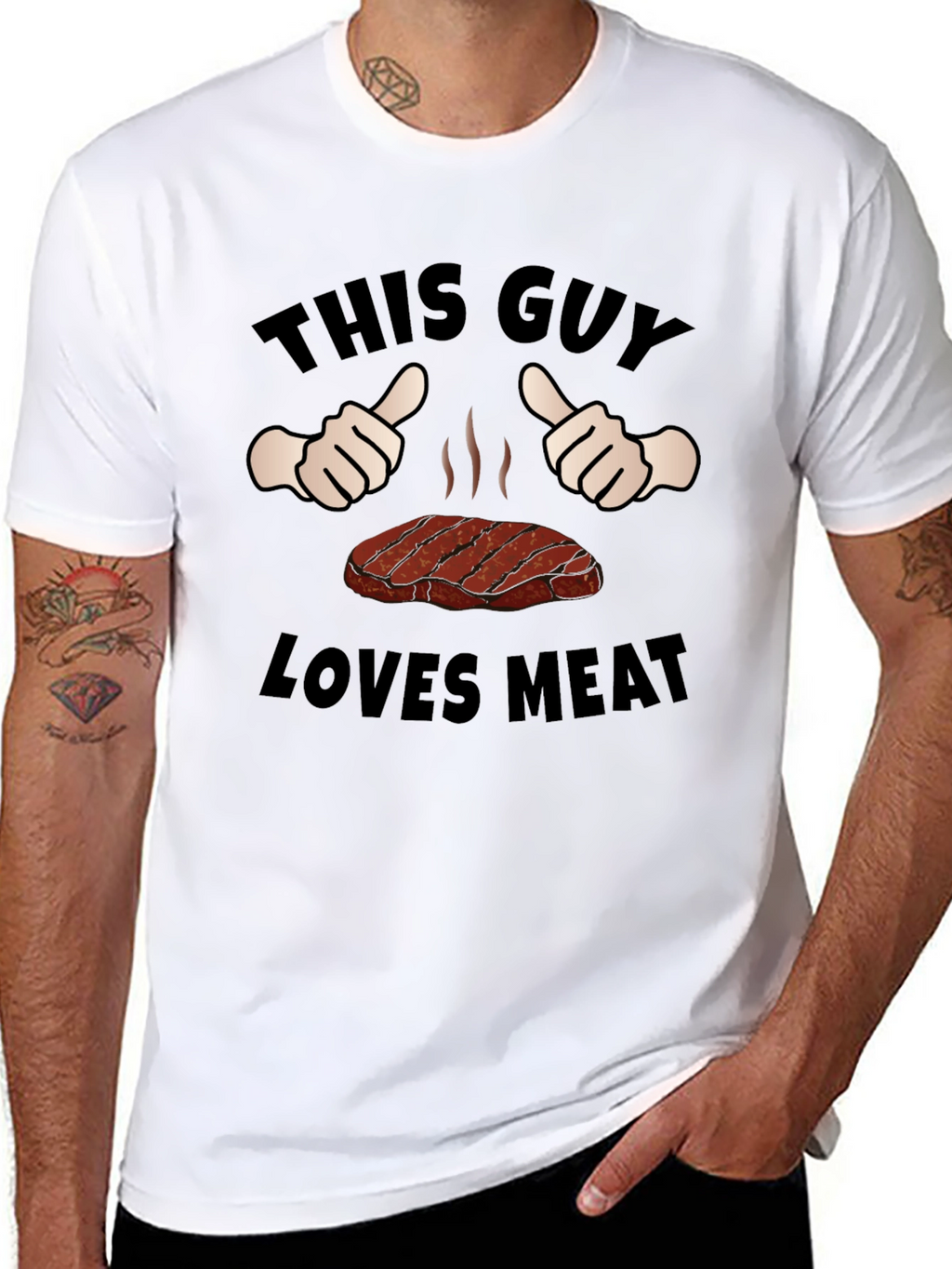 This Guy Loves Meat Funny Graphic T-Shirt