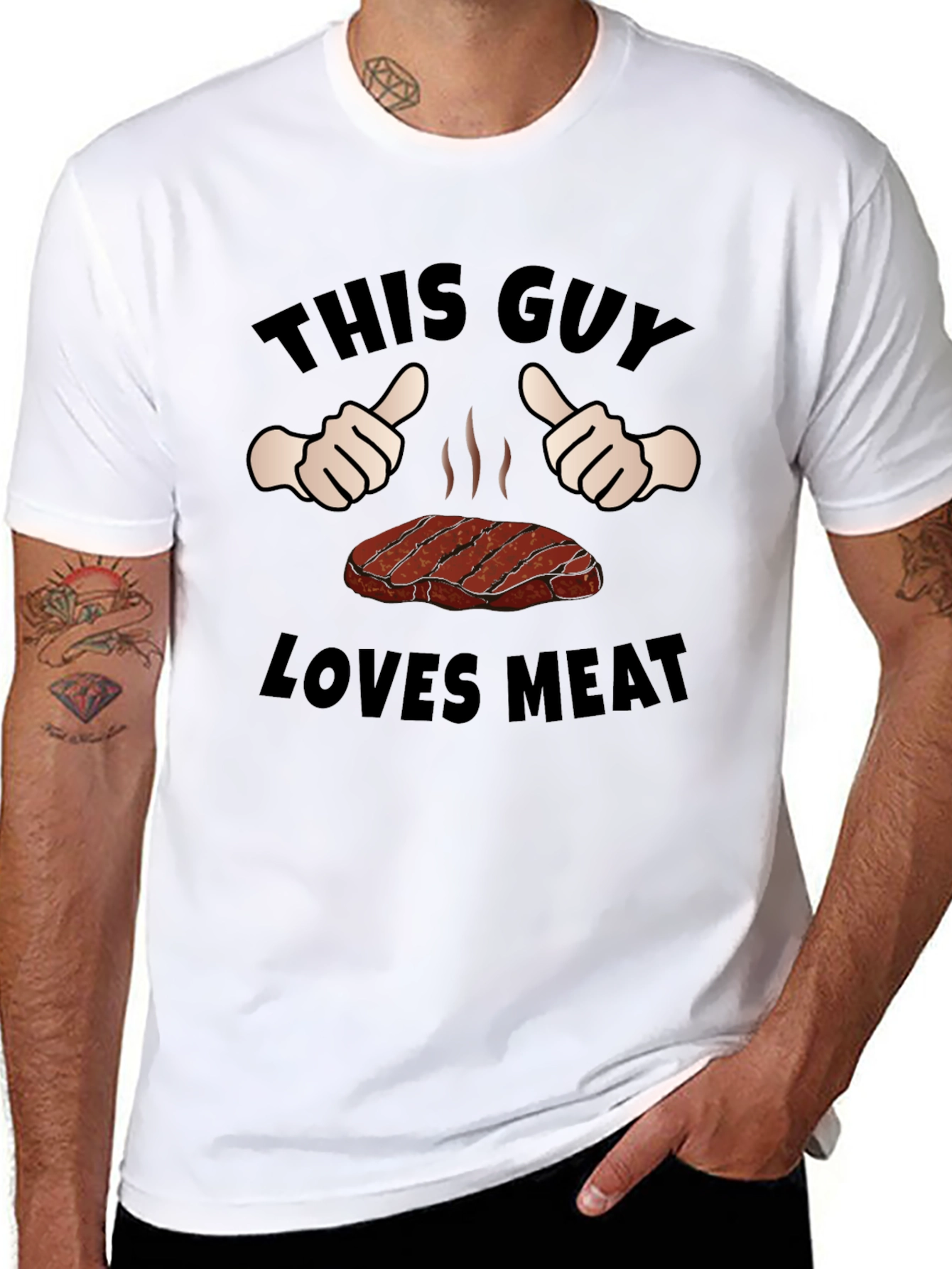 This Guy Loves Meat Funny Graphic T-Shirt