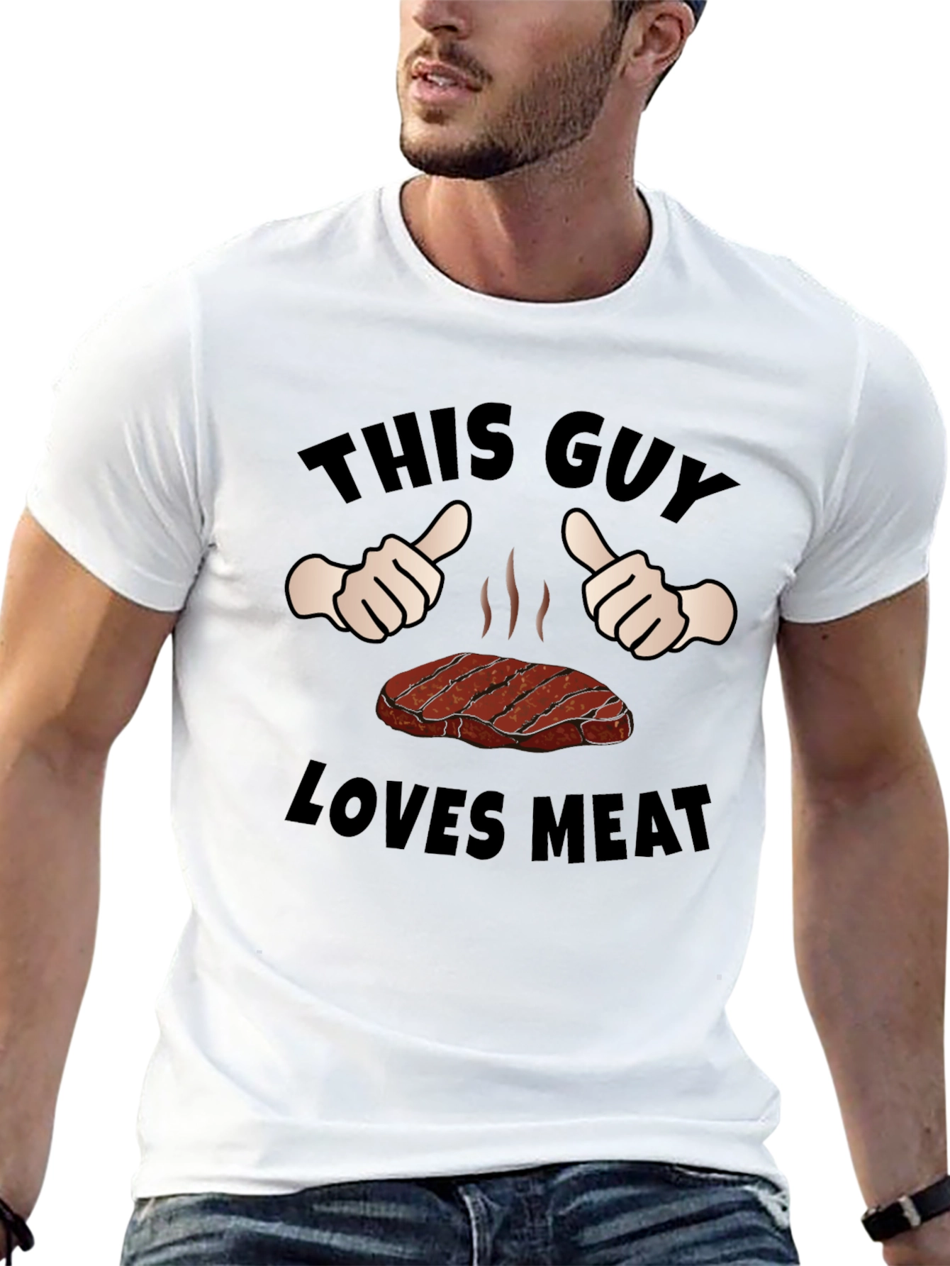 This Guy Loves Meat Funny Graphic T-Shirt