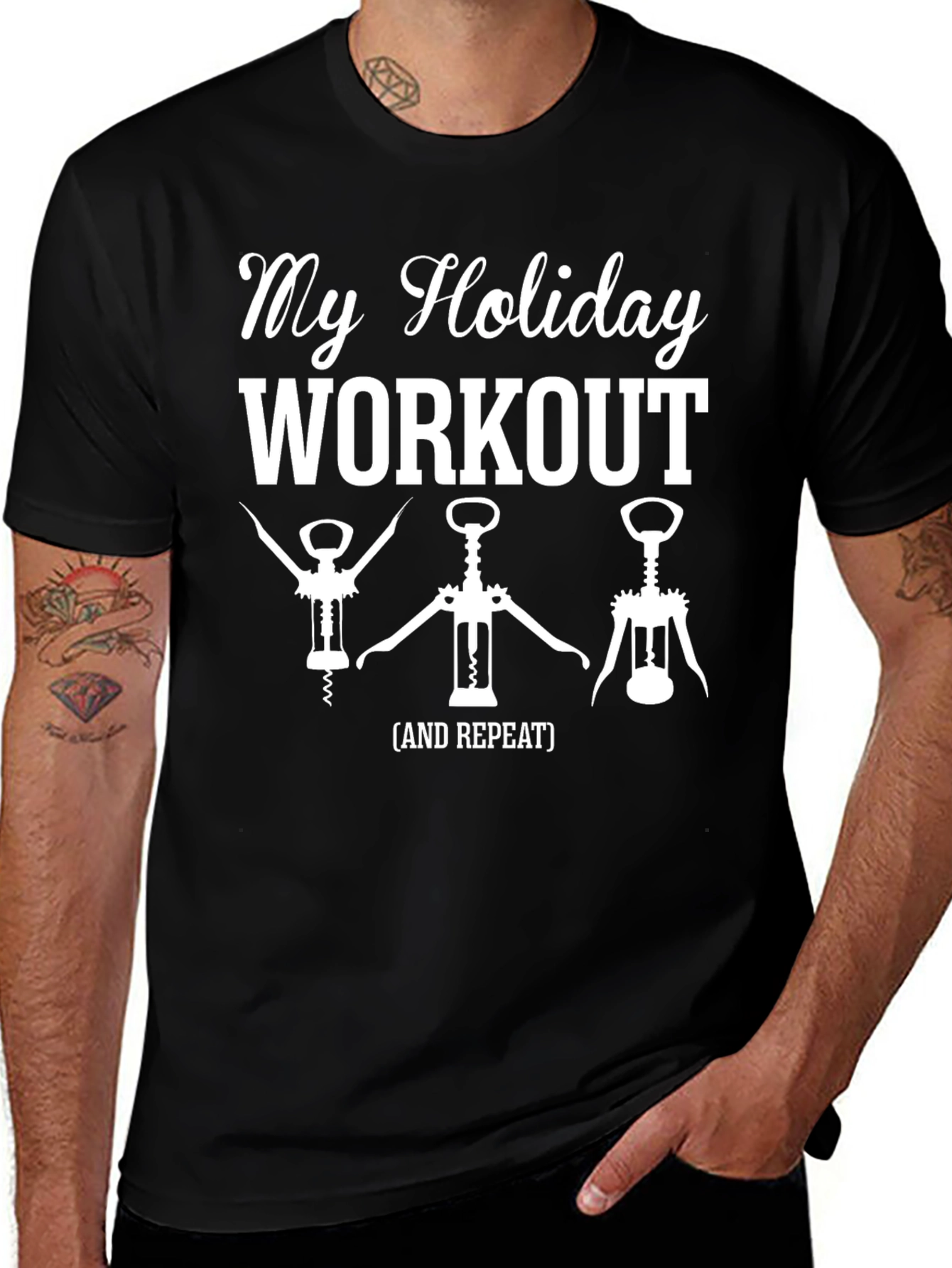 Holiday Workout Graphic T-Shirt - Wine Opener Theme