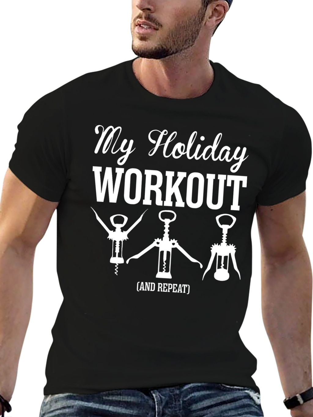 Holiday Workout Graphic T-Shirt - Wine Opener Theme