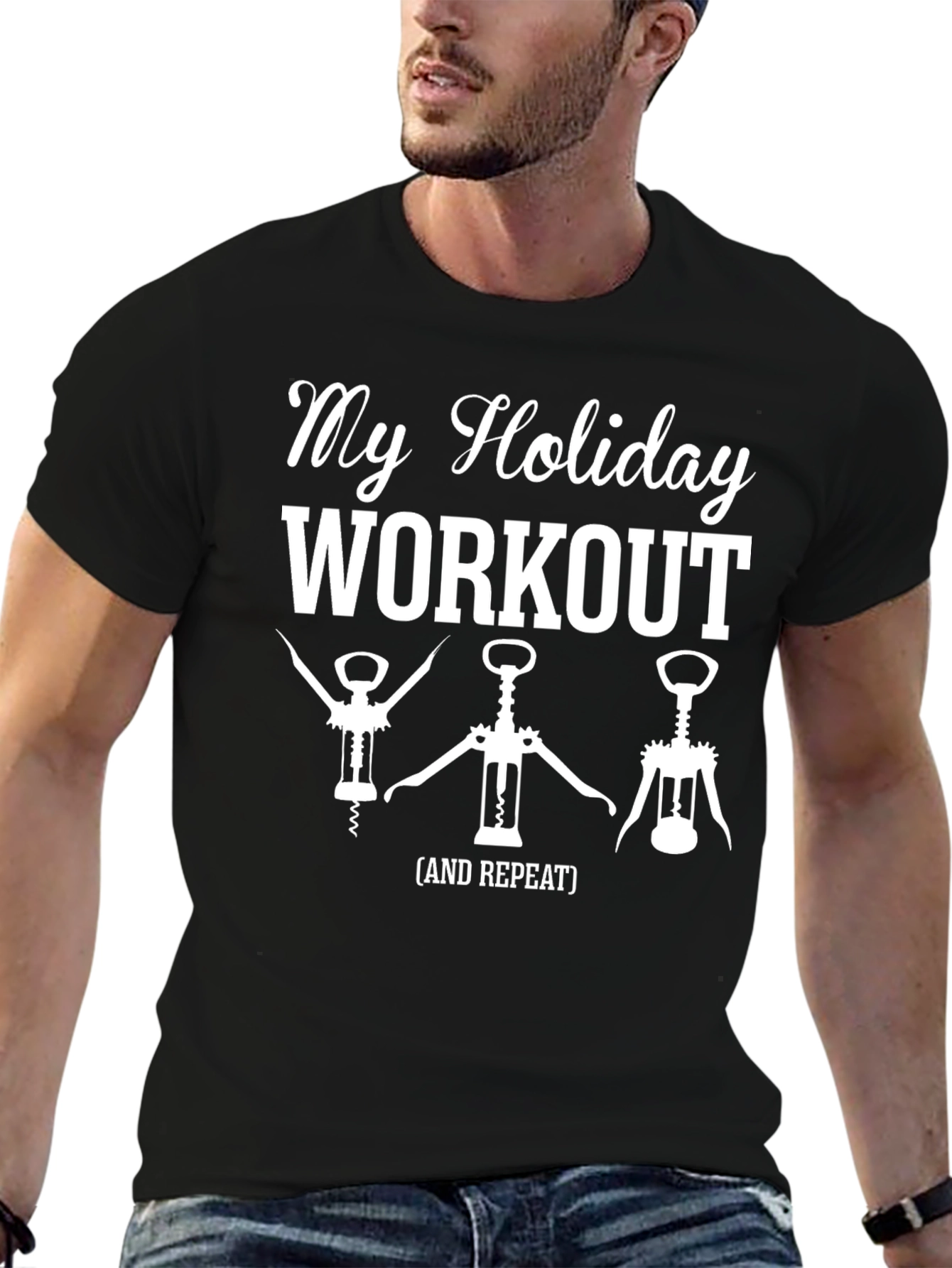 Holiday Workout Graphic T-Shirt - Wine Opener Theme