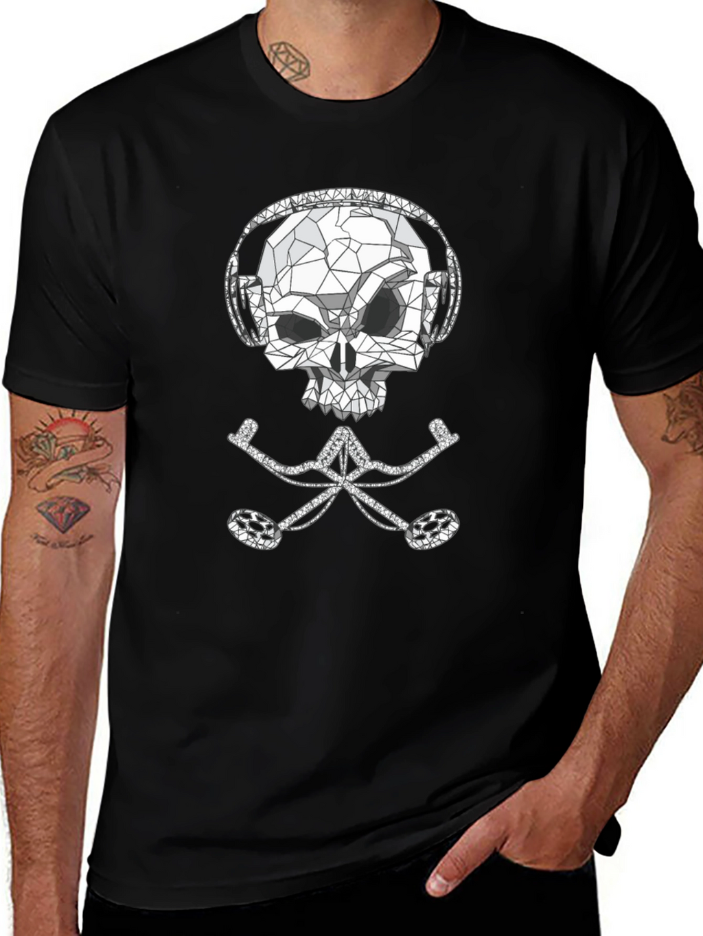 Skull & Crossbones DJ Black T-Shirt
