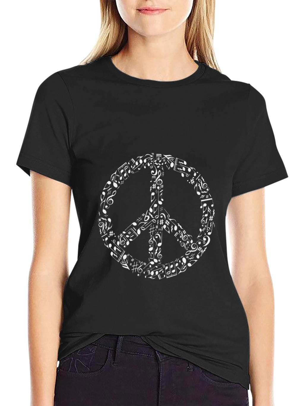Musical Peace Sign Black T-Shirt