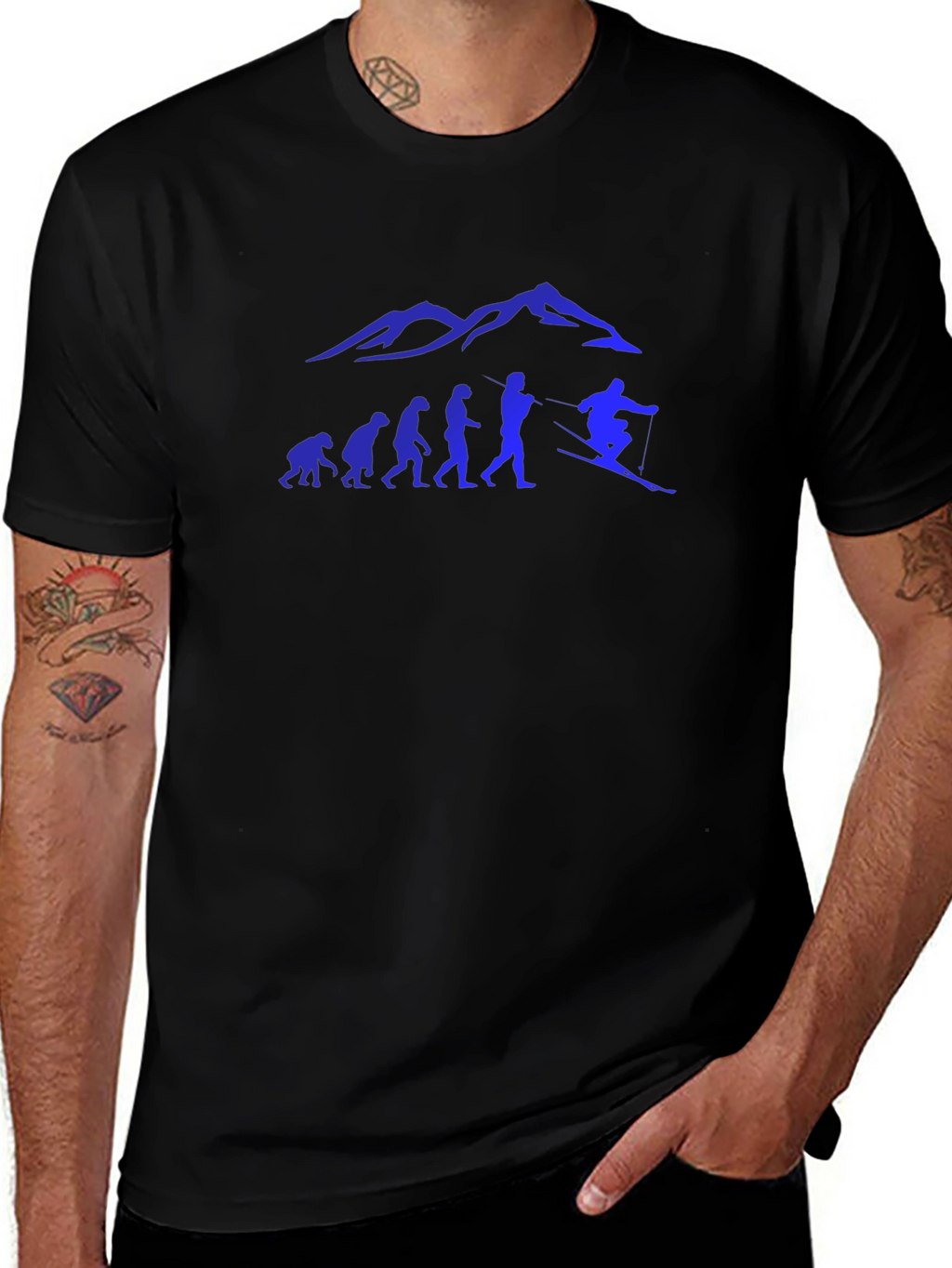 Skiing Evolution Graphic Tee - Black