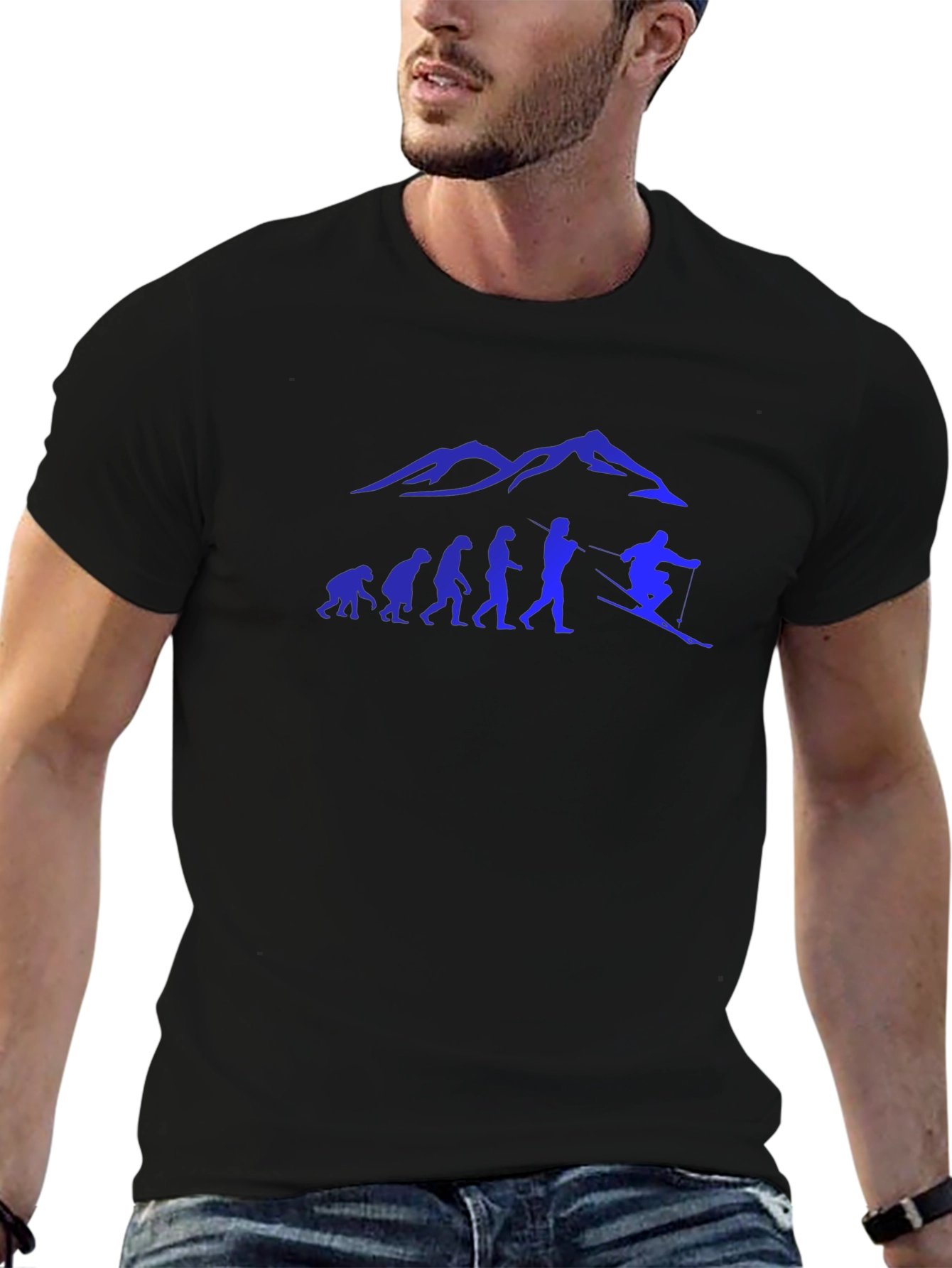 Skiing Evolution Graphic Tee - Black