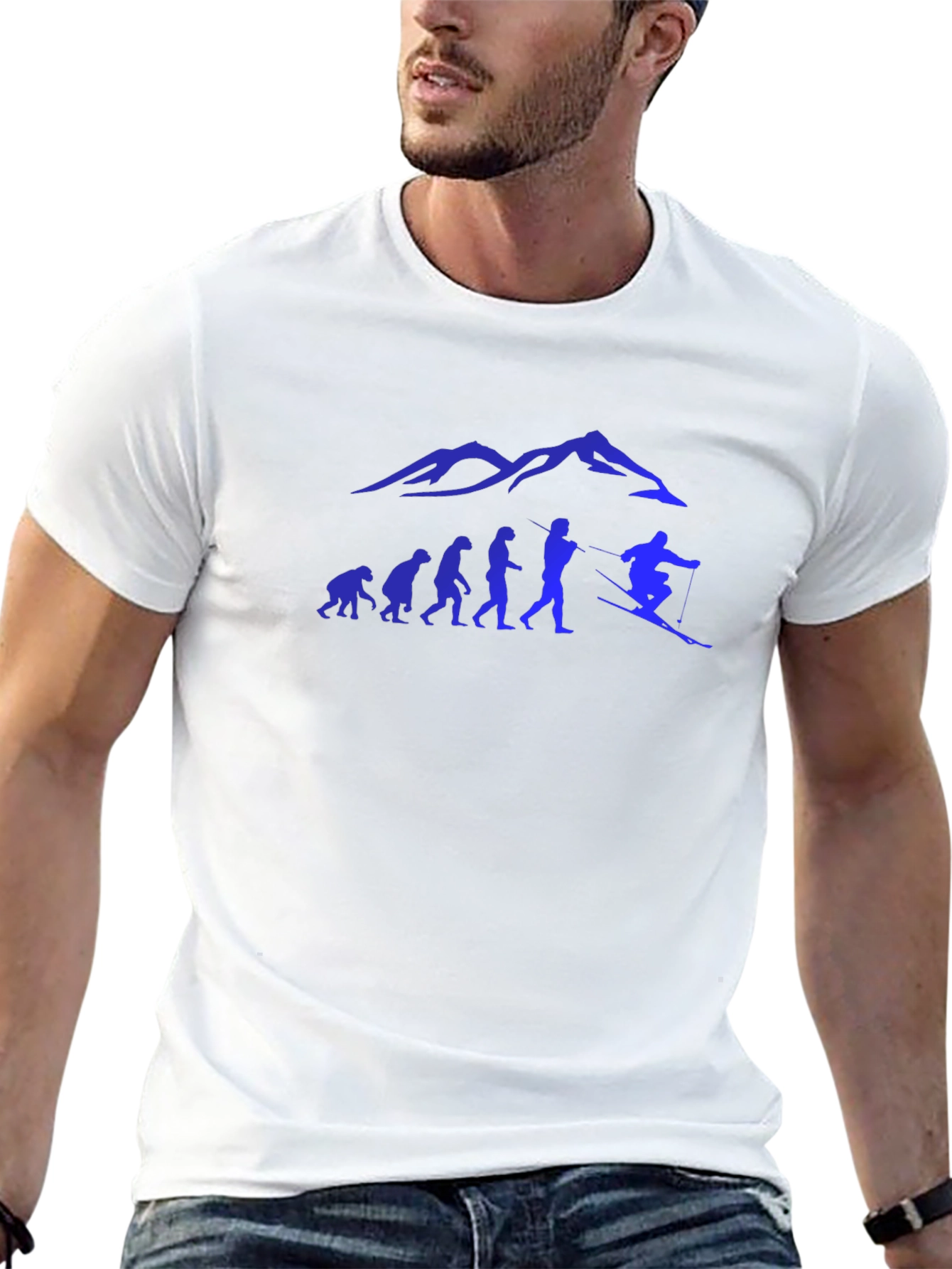 Skiing Evolution Graphic Tee - Black