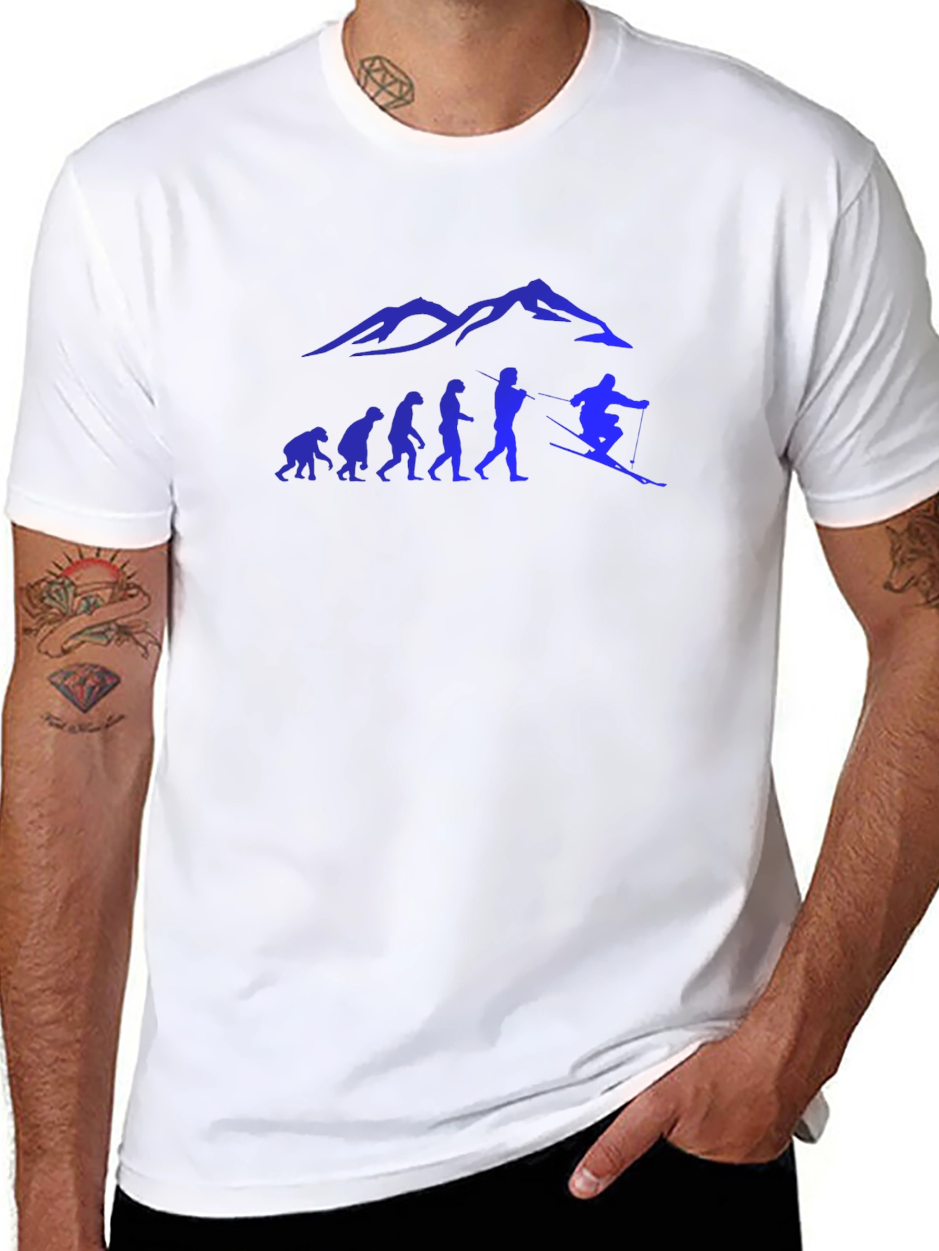 Skiing Evolution Graphic Tee - Black