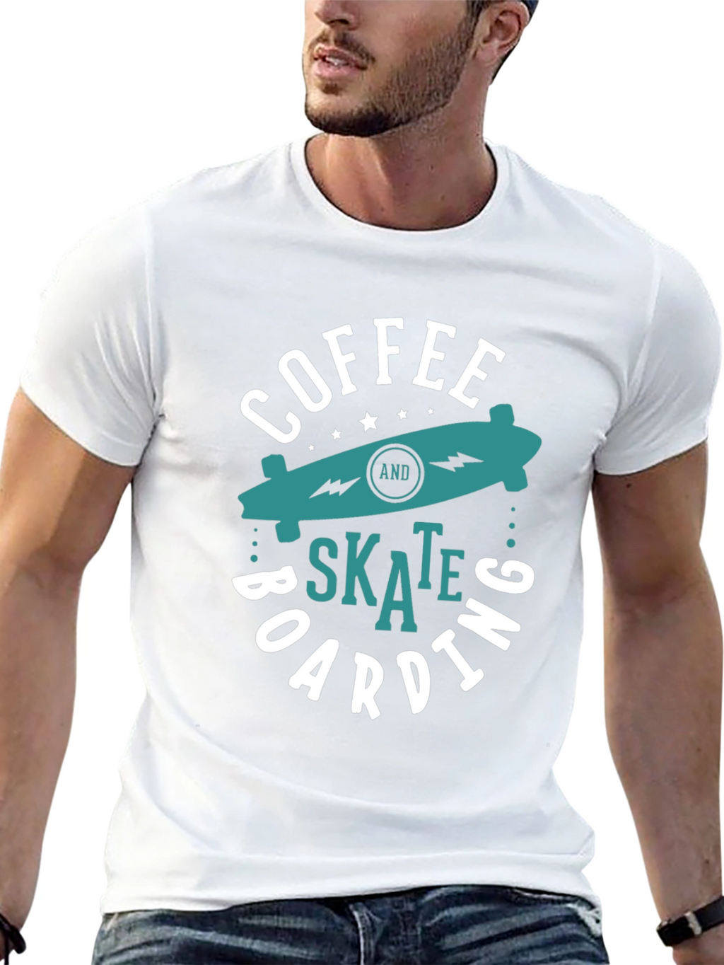 Coffee and Skateboarding Graphic T-Shirt