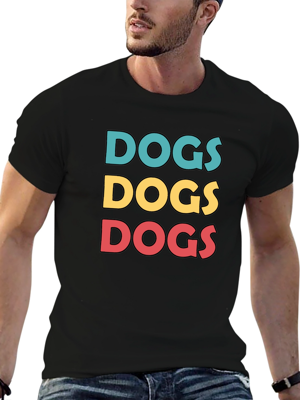 Dogs Graphic Print Crew Neck T-Shirt