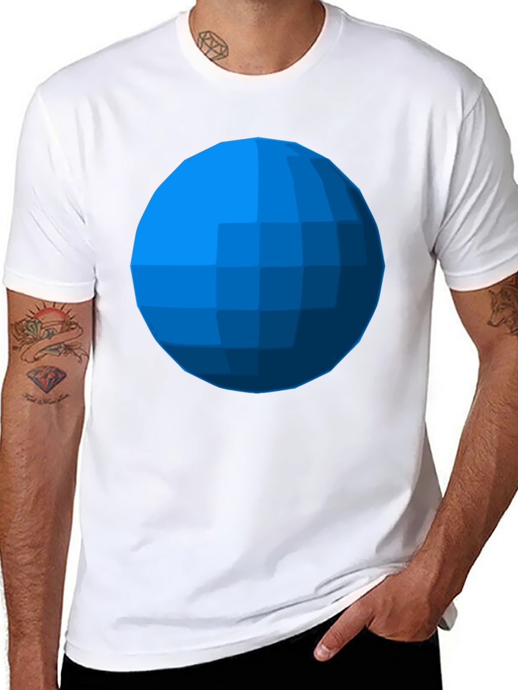 Geometric Blue Sphere T-Shirt - Modern Graphic Tee