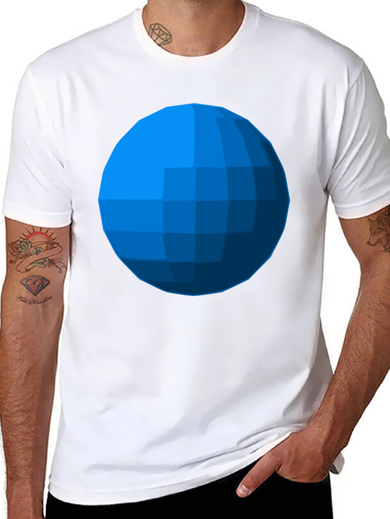 Geometric Blue Sphere T-Shirt - Modern Graphic Tee