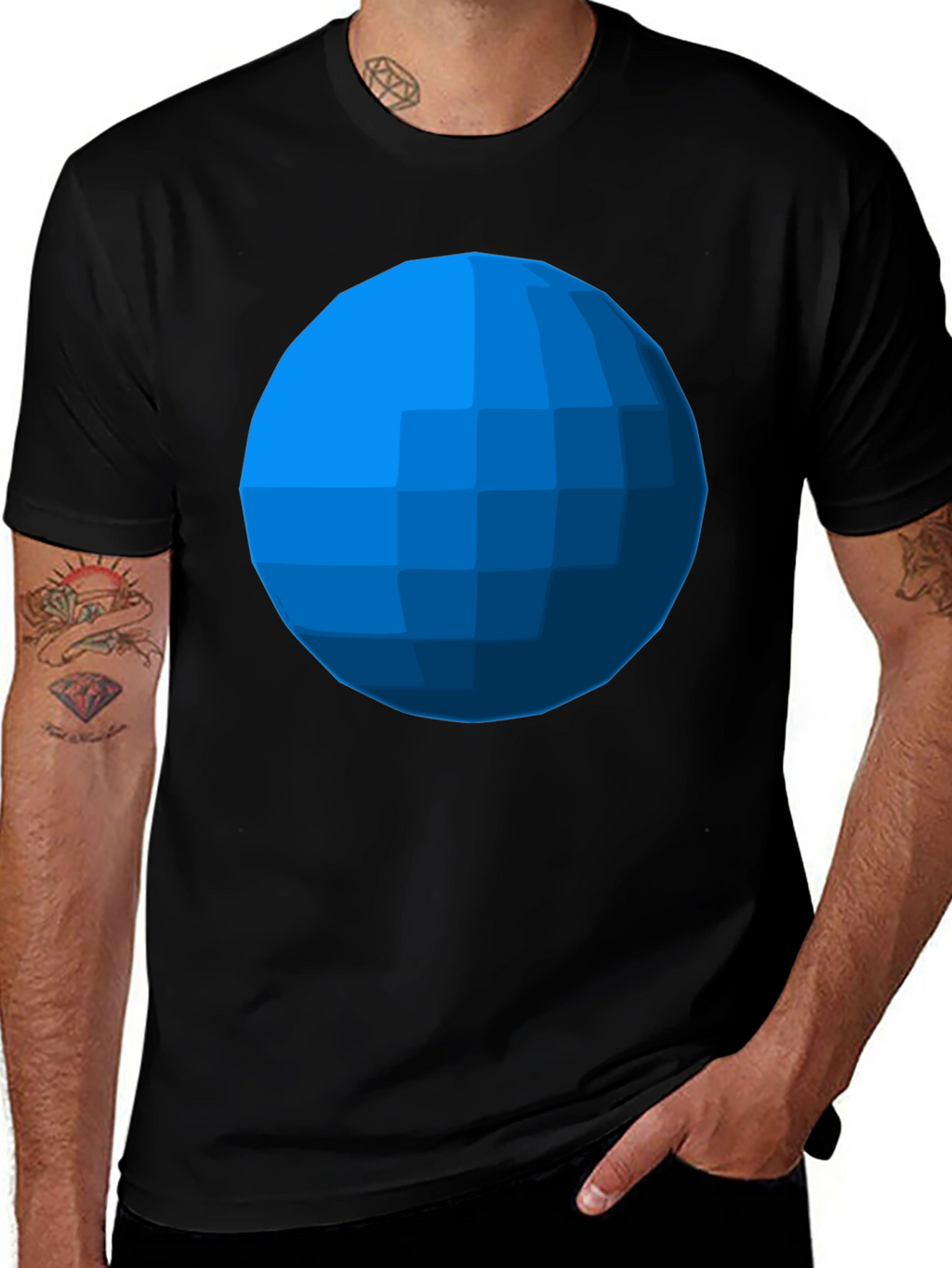 Geometric Blue Sphere T-Shirt - Modern Graphic Tee