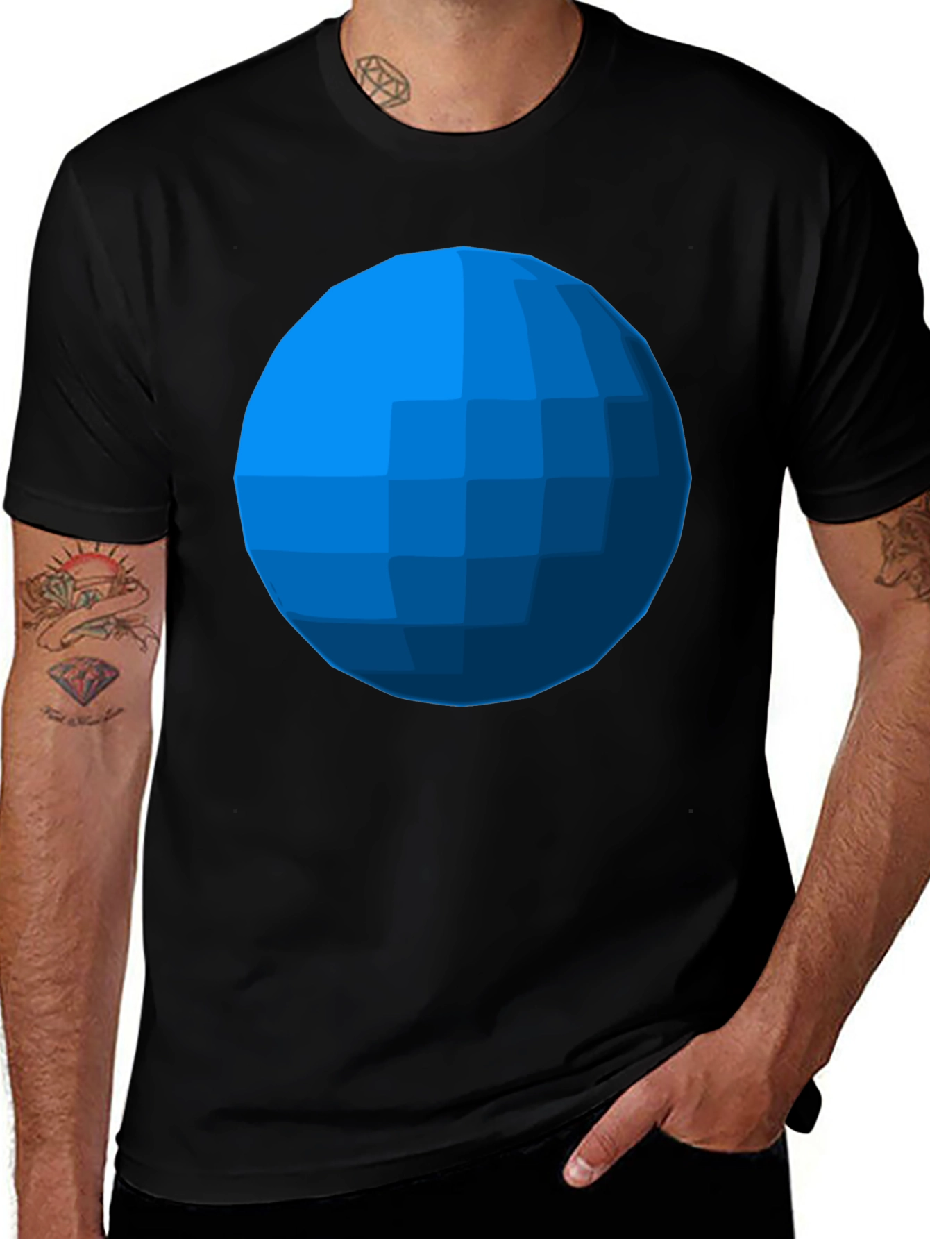 Geometric Blue Sphere T-Shirt - Modern Graphic Tee