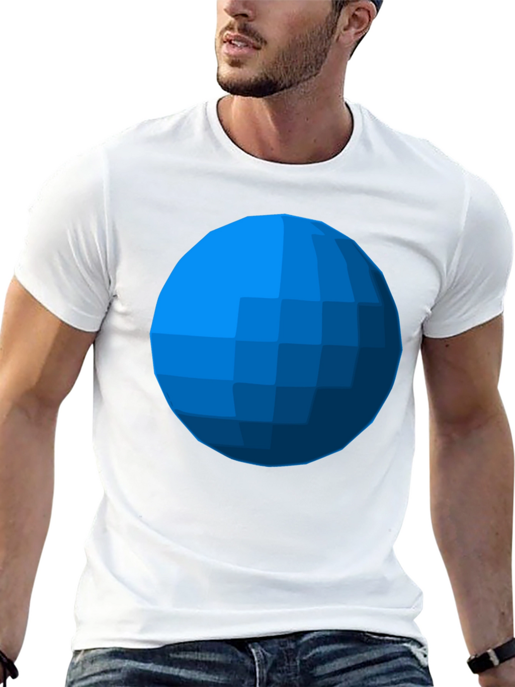 Geometric Blue Sphere T-Shirt - Modern Graphic Tee