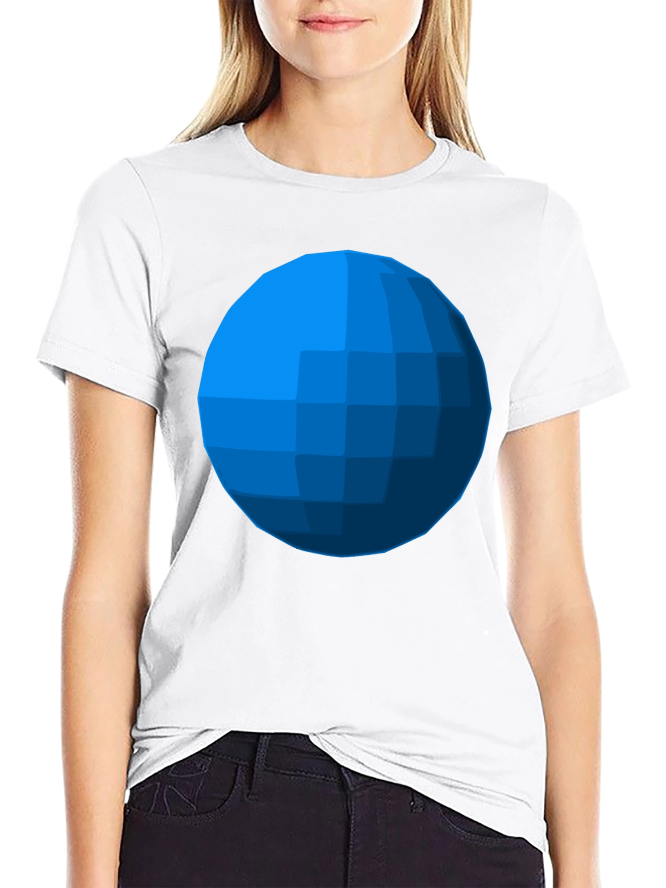 Geometric Blue Sphere T-Shirt - Modern Graphic Tee