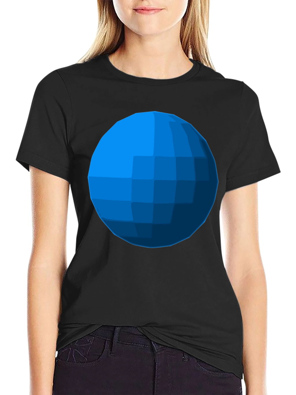 Geometric Blue Sphere T-Shirt - Modern Graphic Tee