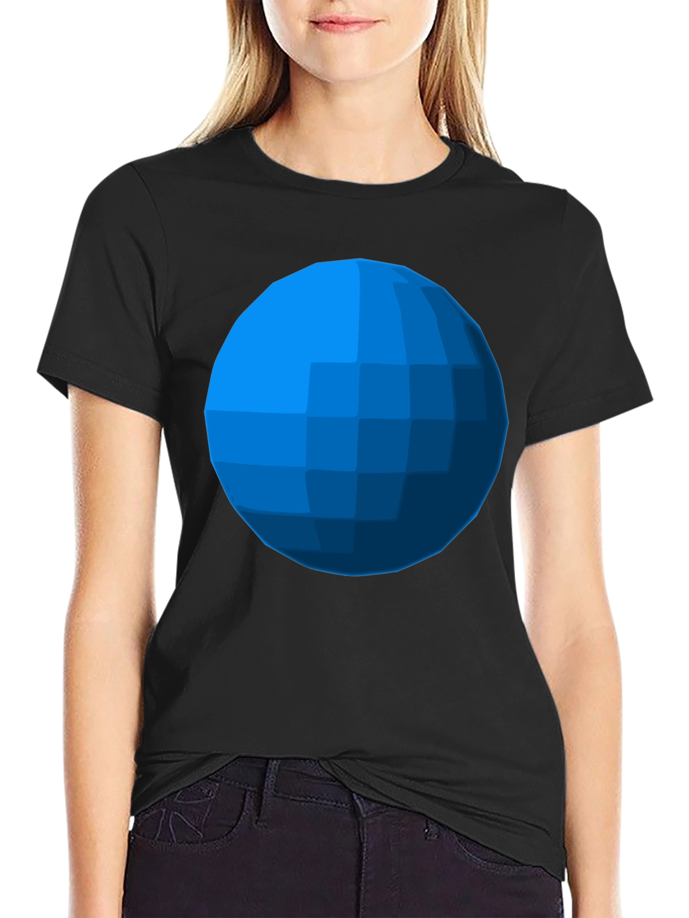 Geometric Blue Sphere T-Shirt - Modern Graphic Tee