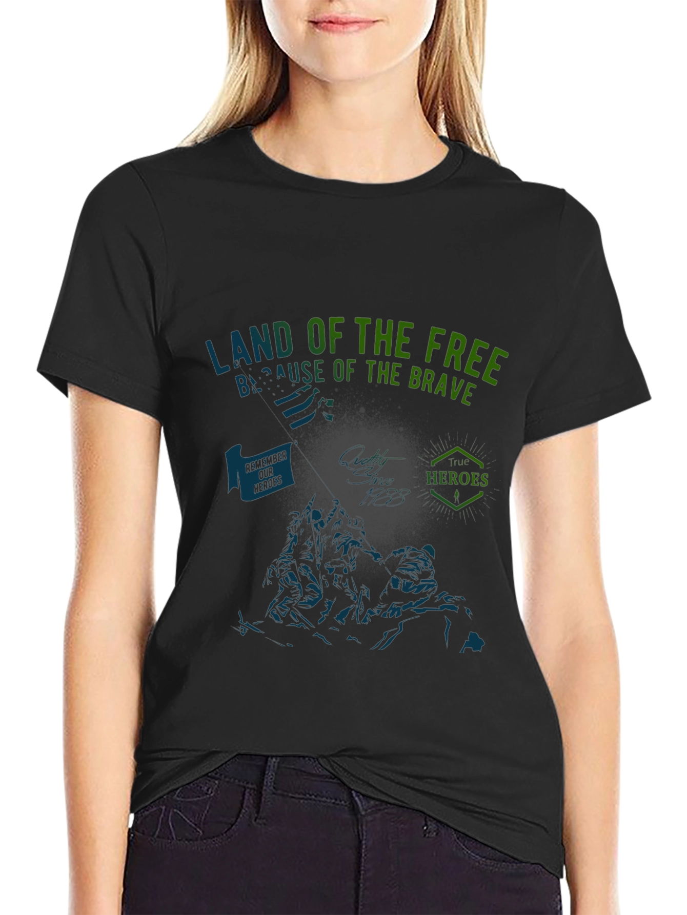 Land of the Free Graphic Tee - Black Patriotic T-Shirt