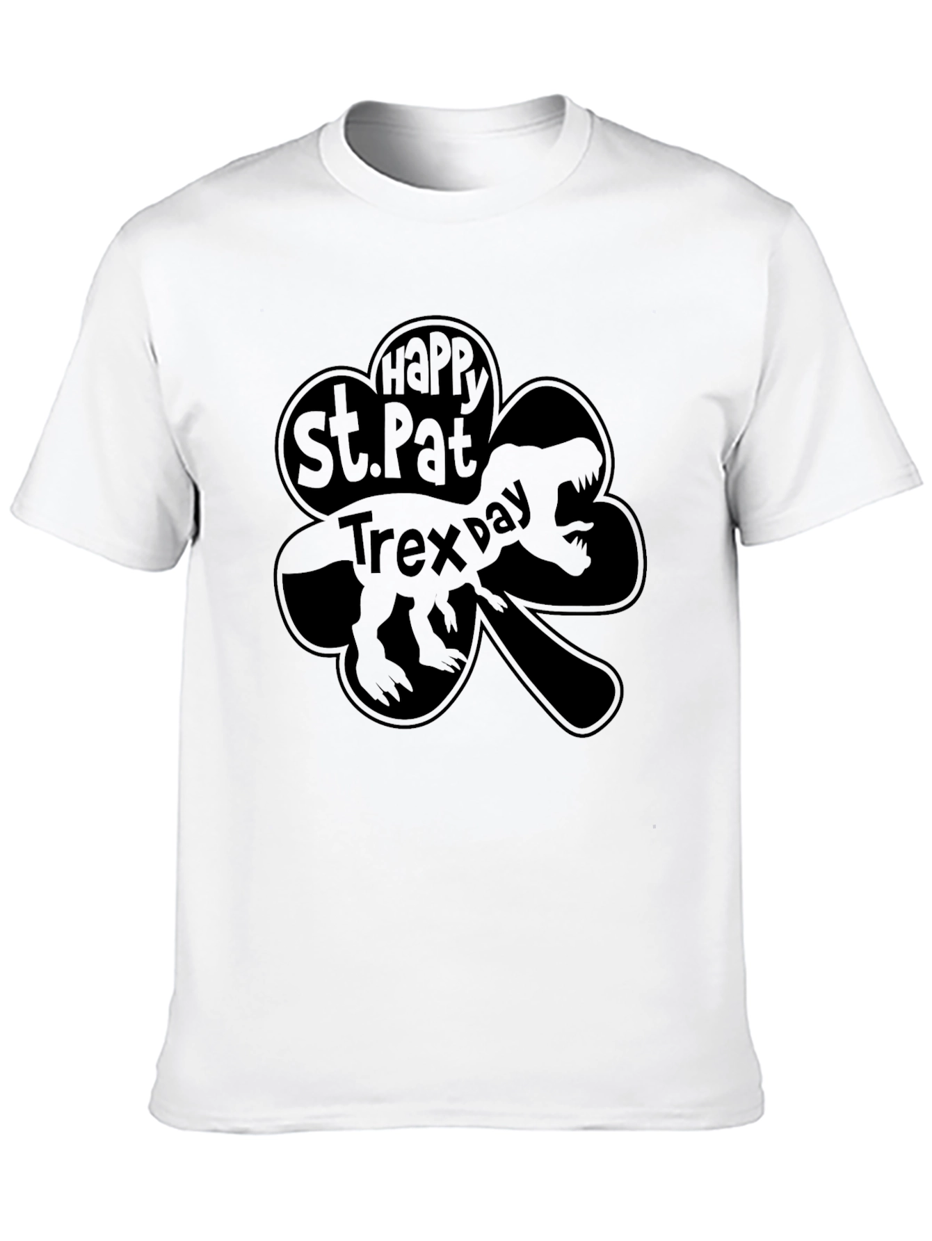 St. Pat-Trex Day Black Graphic T-Shirt