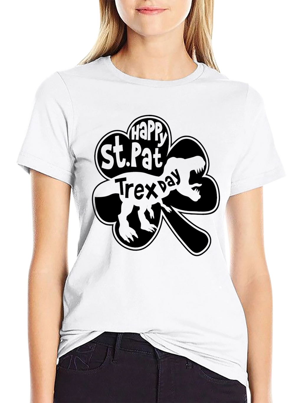 St. Pat-Trex Day Black Graphic T-Shirt